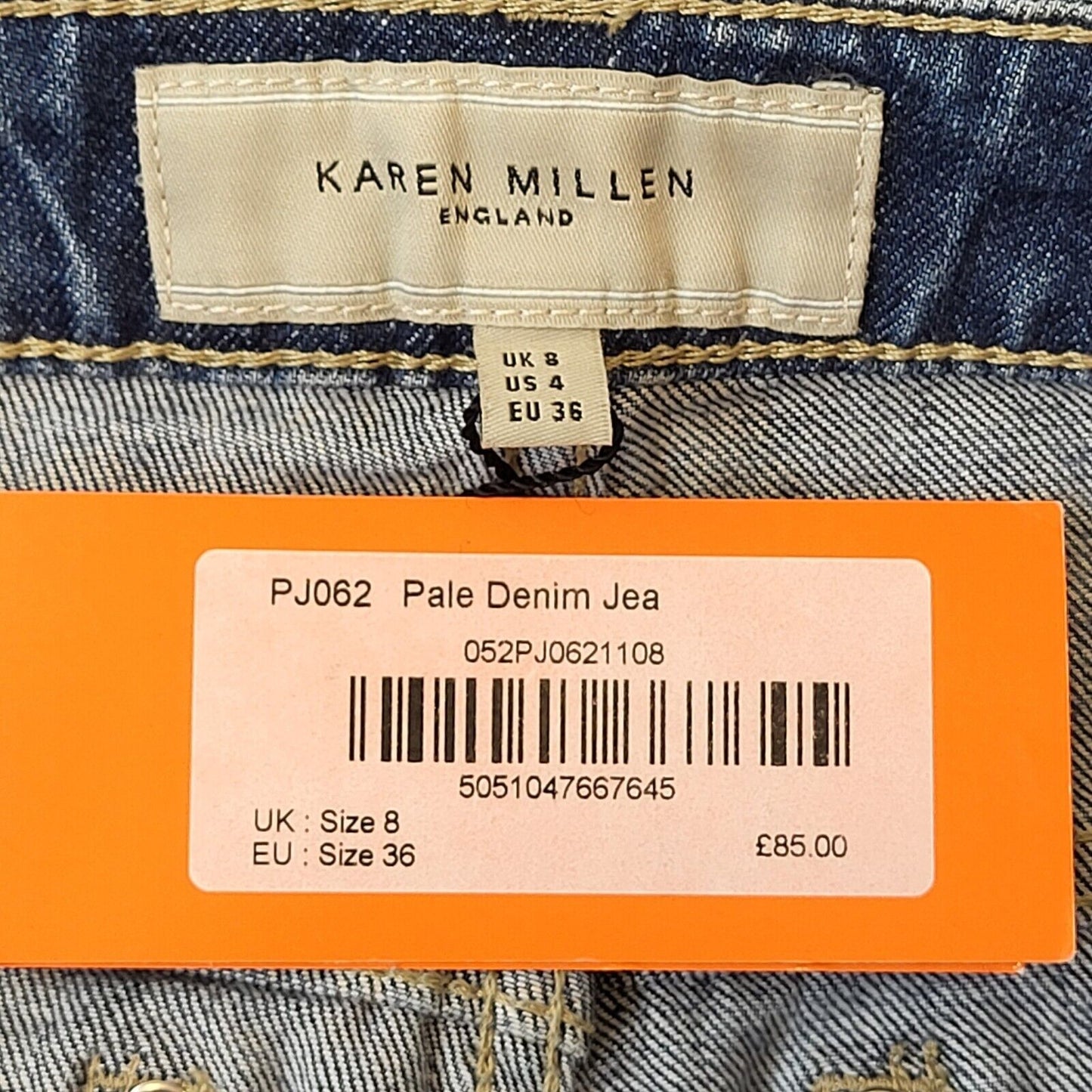 Karen Millen Faded Blue Straight 3/4 Denim Jeans UK Women's 8 W26 L25 G217