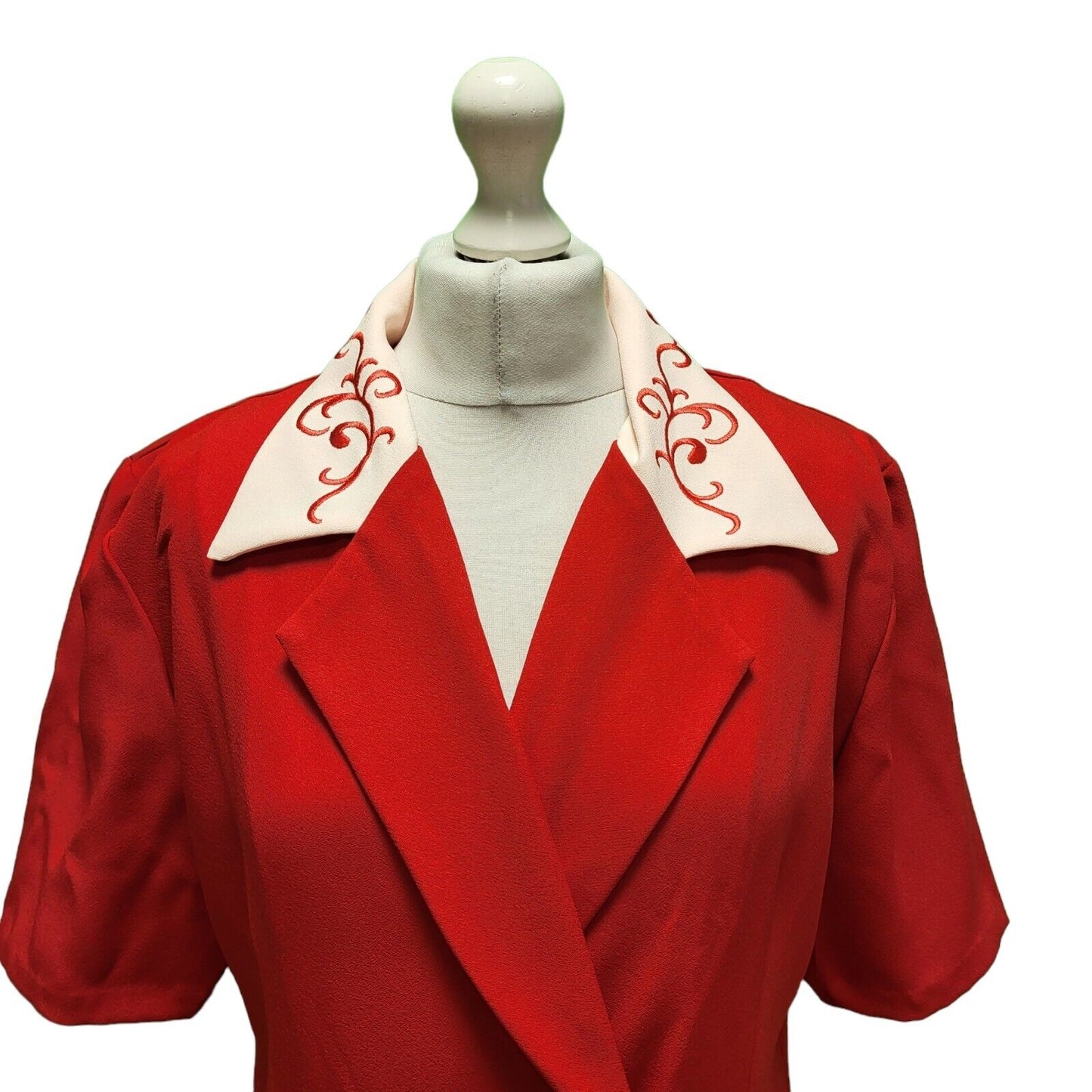 Andrew Stassi Red White Button Double Breasted Dress Women's UK 14 H954
