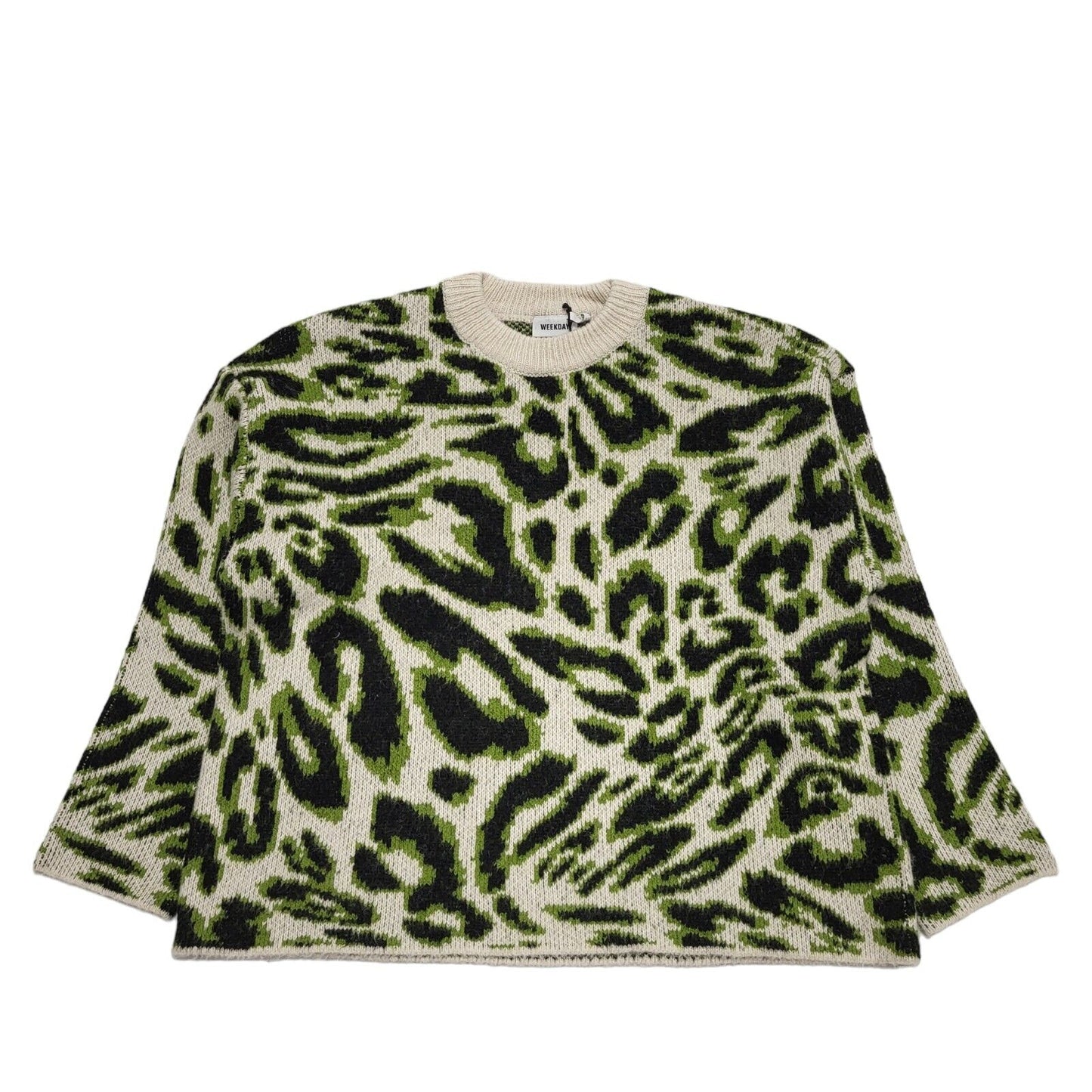 Weekday Green Abstract Crew Neck Cotton Jumper Uk Men's Large Bnwt BB279