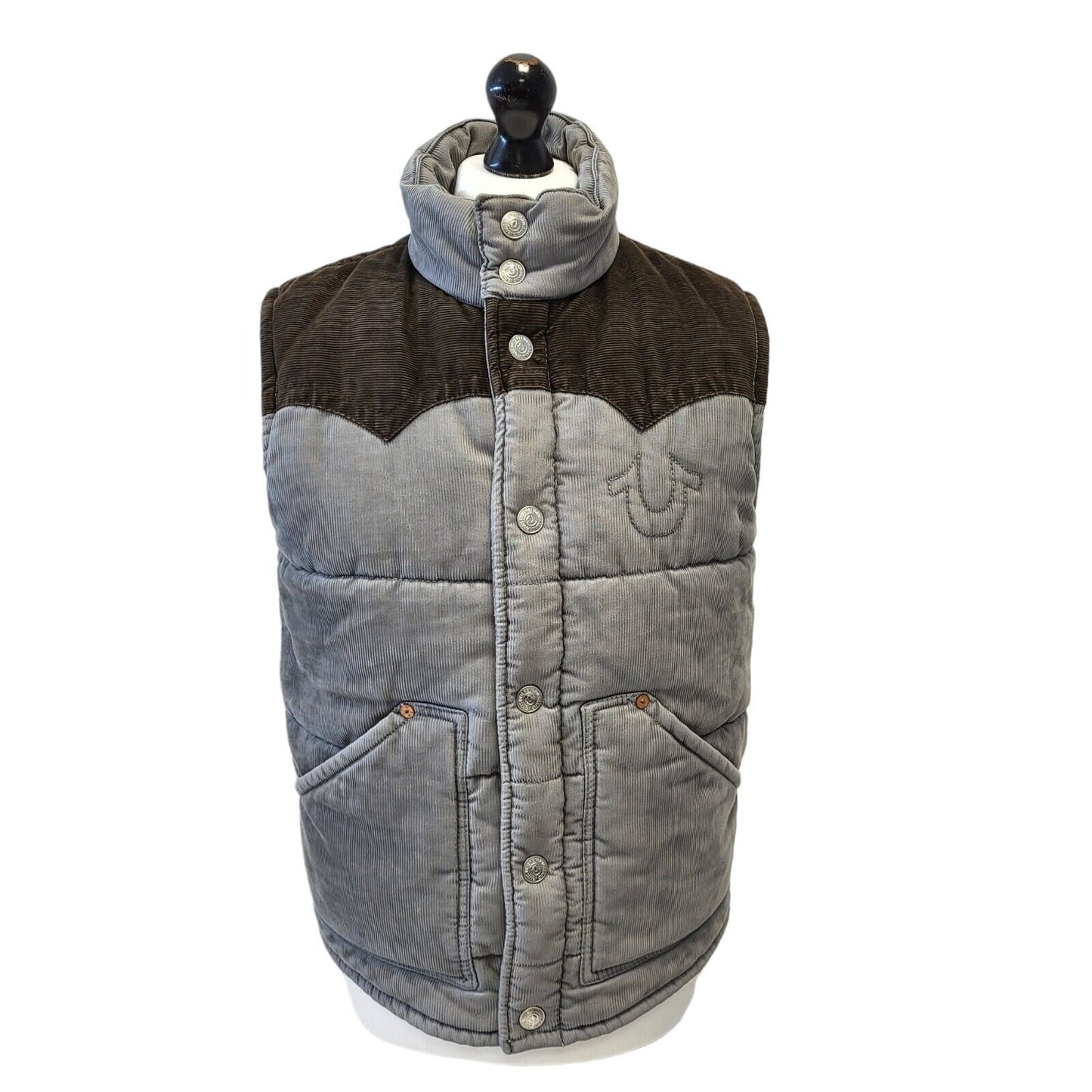 True Religion Sleeveless Gilet Body Warmer Grey Uk Men's Large G576