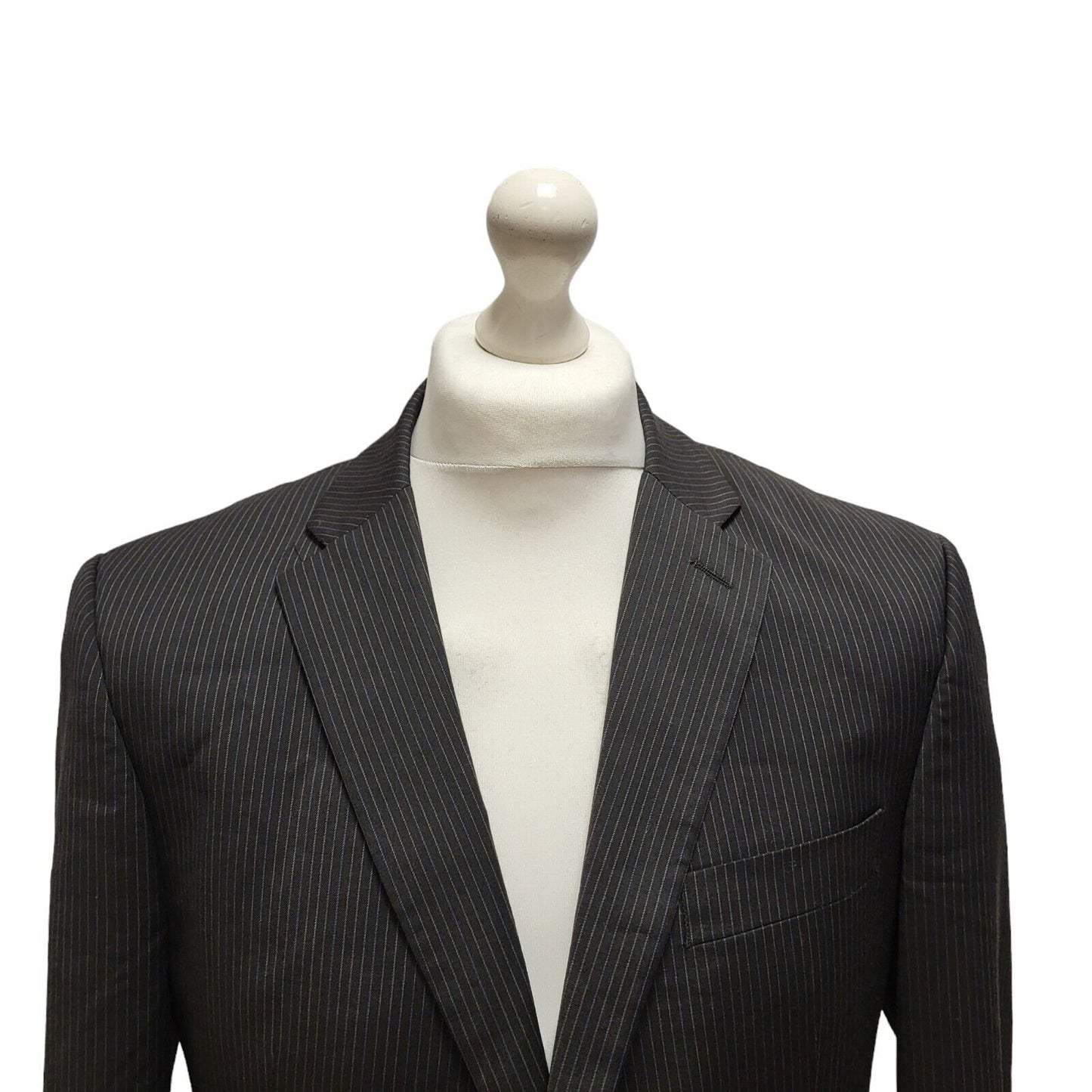 Limehaus Black Striped Wool Blend Suit Blazer Jacket Uk Men's M 40" Bnwt BB374