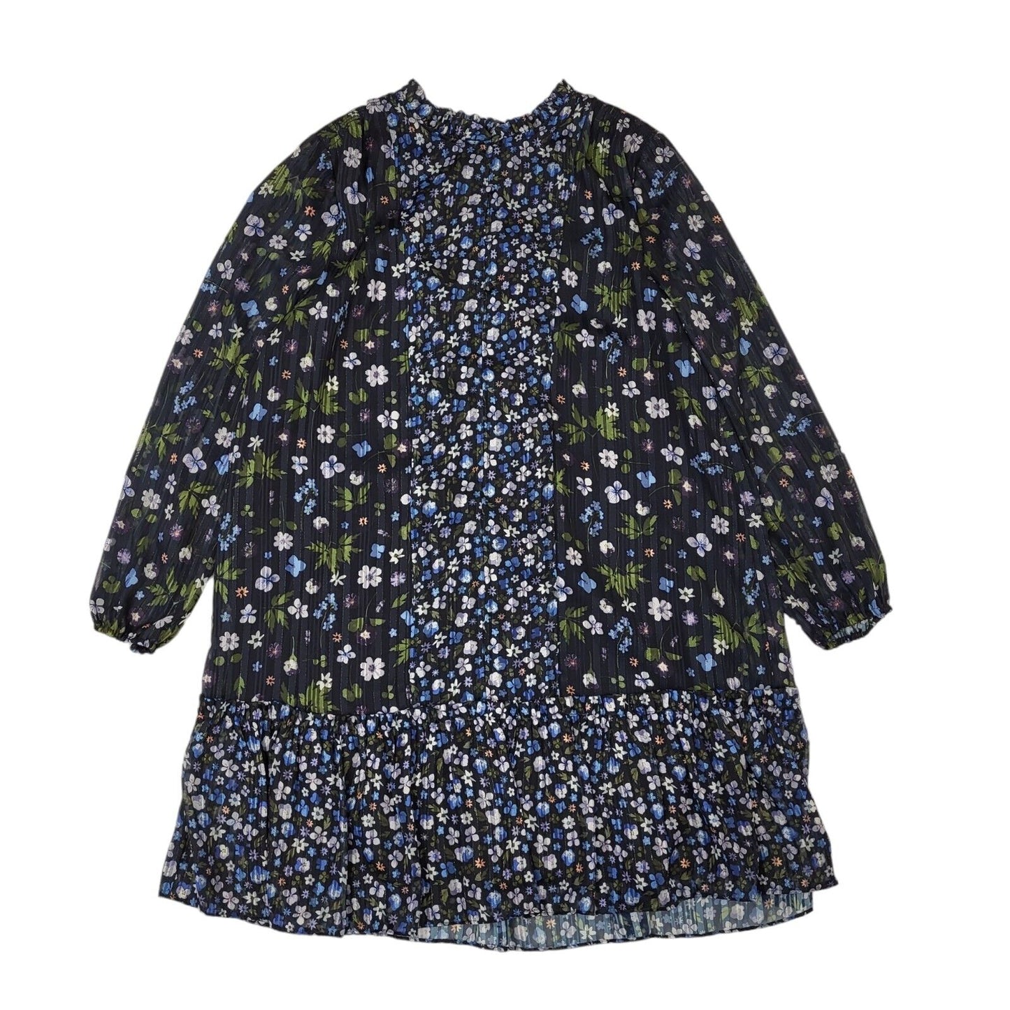 M&S Blue Green Floral 3/4 Sleeve Shift Dress UK Women's 12 Bnwt BB341