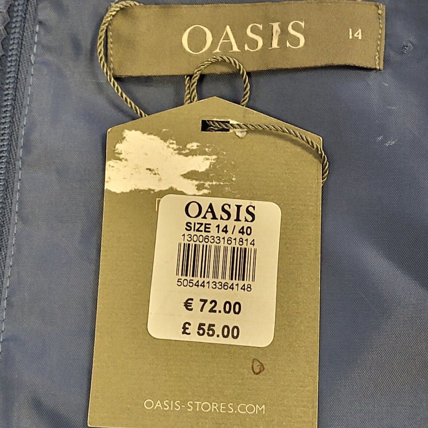 Oasis Blue Short Sleeve Mesh Pattern Summer Dress Uk Women's XL 14 BNWT H783