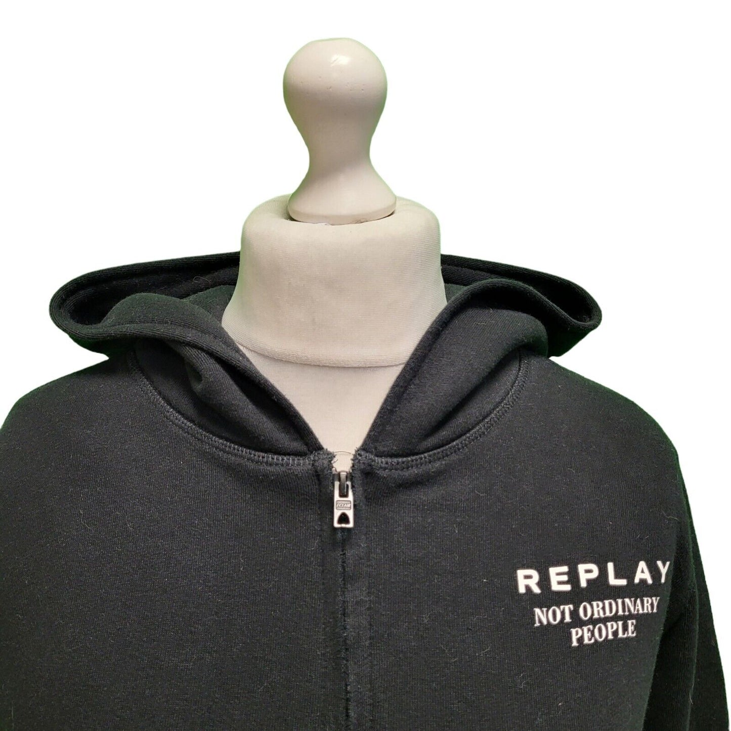 Replay Black Zip Long Sleeve Sweatshirt Hoodie uk Women's M 10 H791