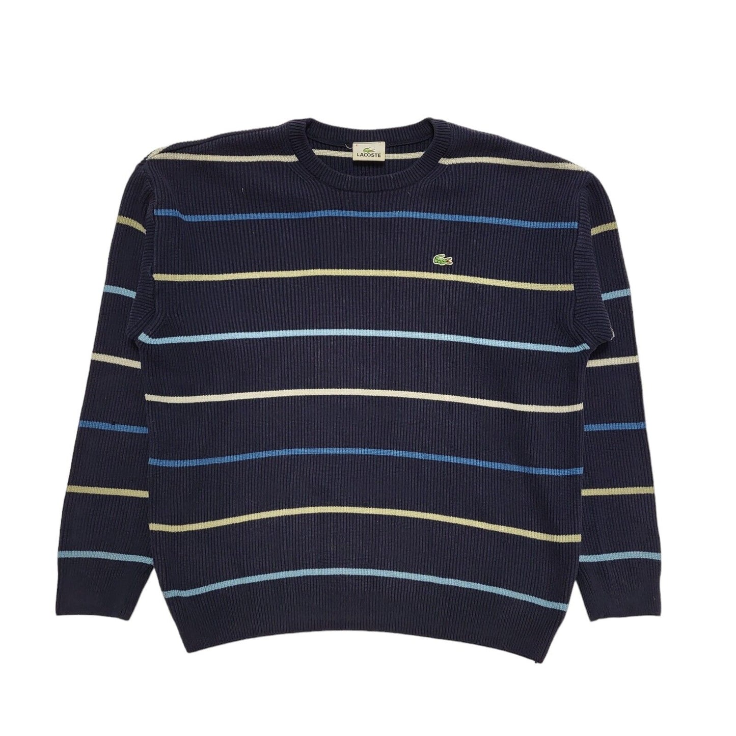 Vintage Lacoste Blue Striped Long Sleeve Jumper Men's uk Medium H682