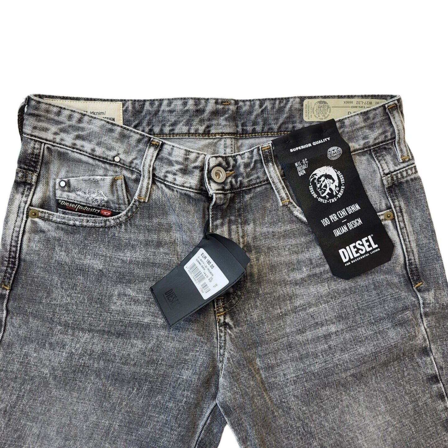 Diesel D-Rifty Grey Straight Denim Jeans UK Women's 8 W27 L32 Bnwt G428