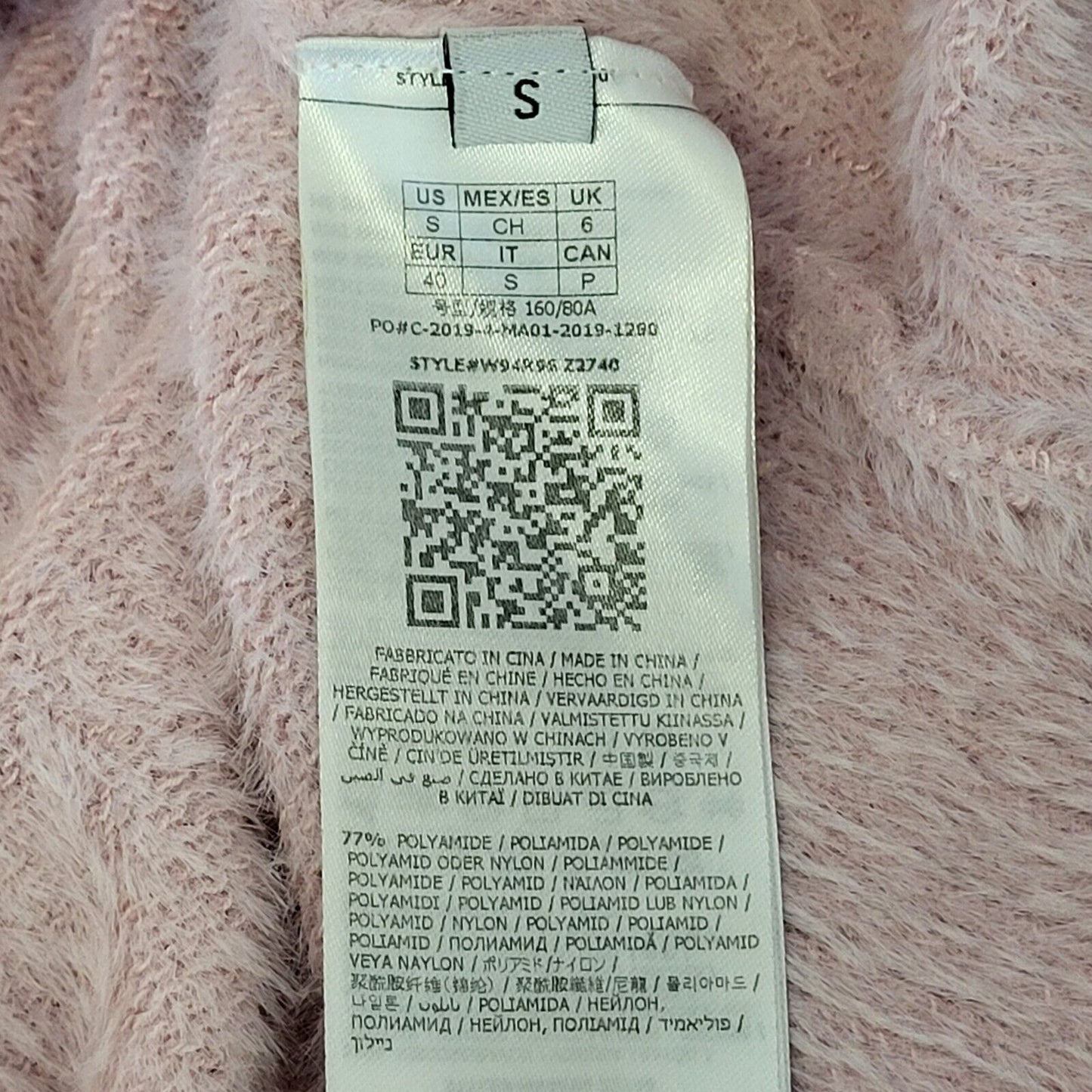Guess Jumper Soft & Fluffy Pink High Neck Uk Women's Size S G422