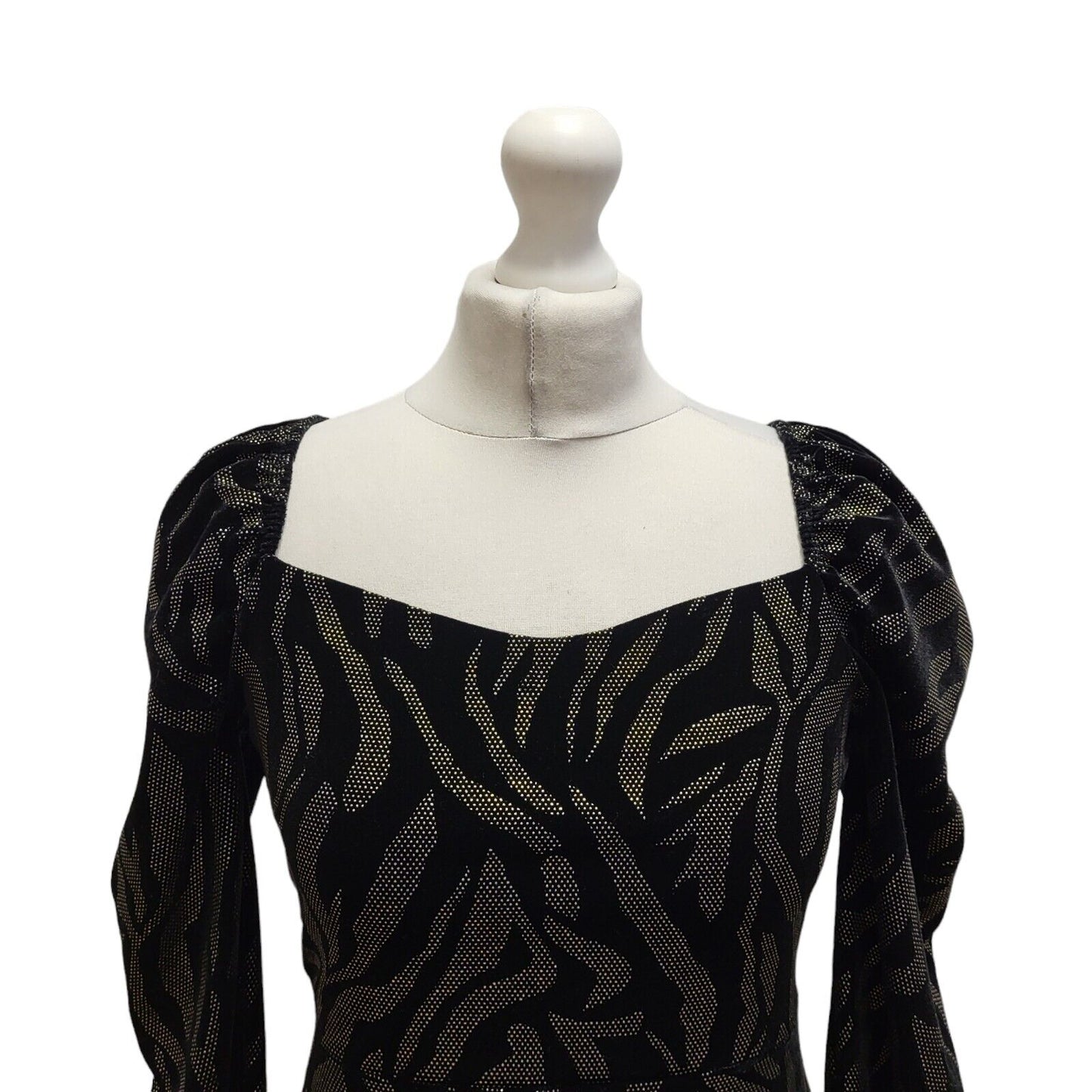 Coast Black Gold Long Sleeve Evening Dress UK Women's 12 BB337