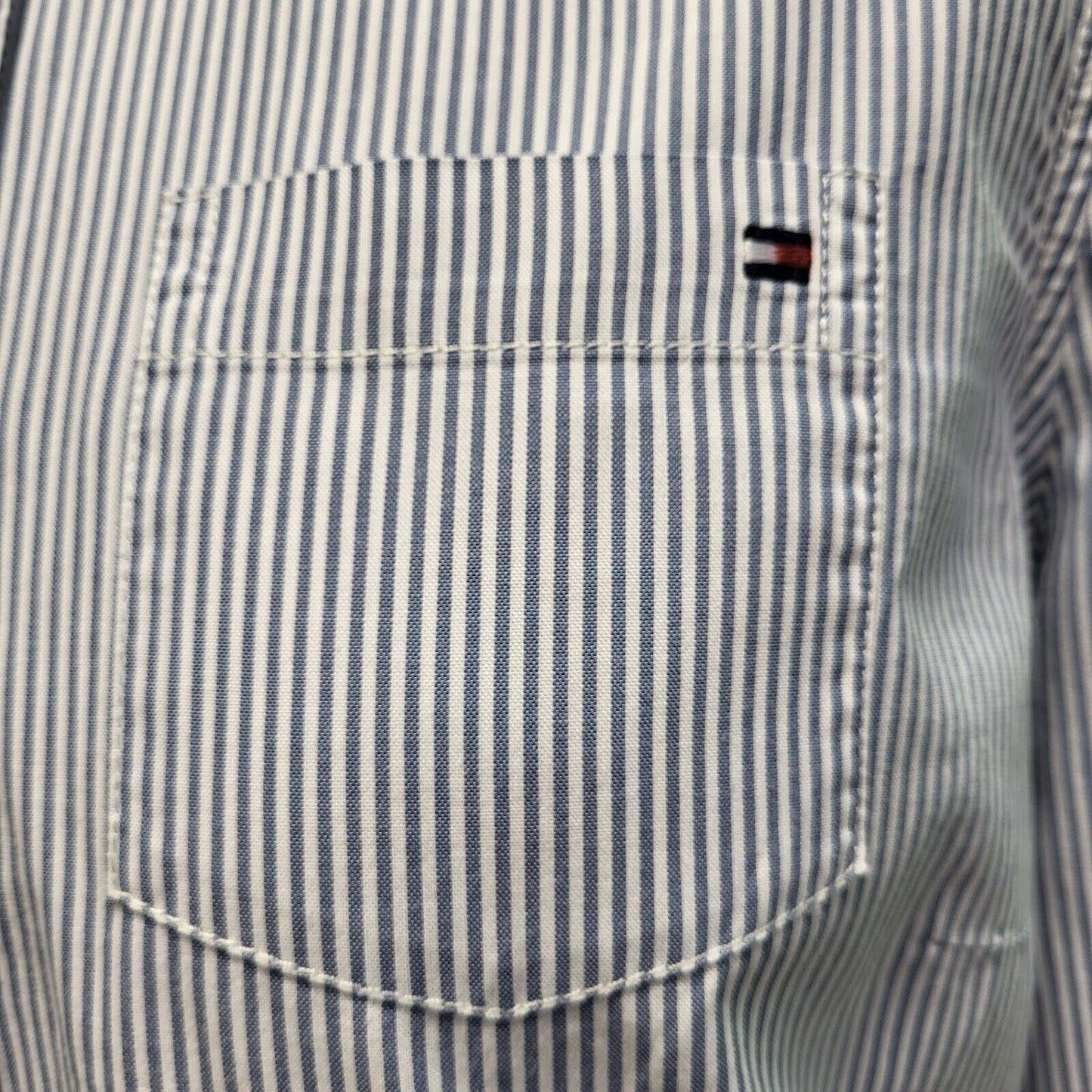 Tommy Hilfiger Blue White Striped Button Up Blouse Shirt Women's UK M H383