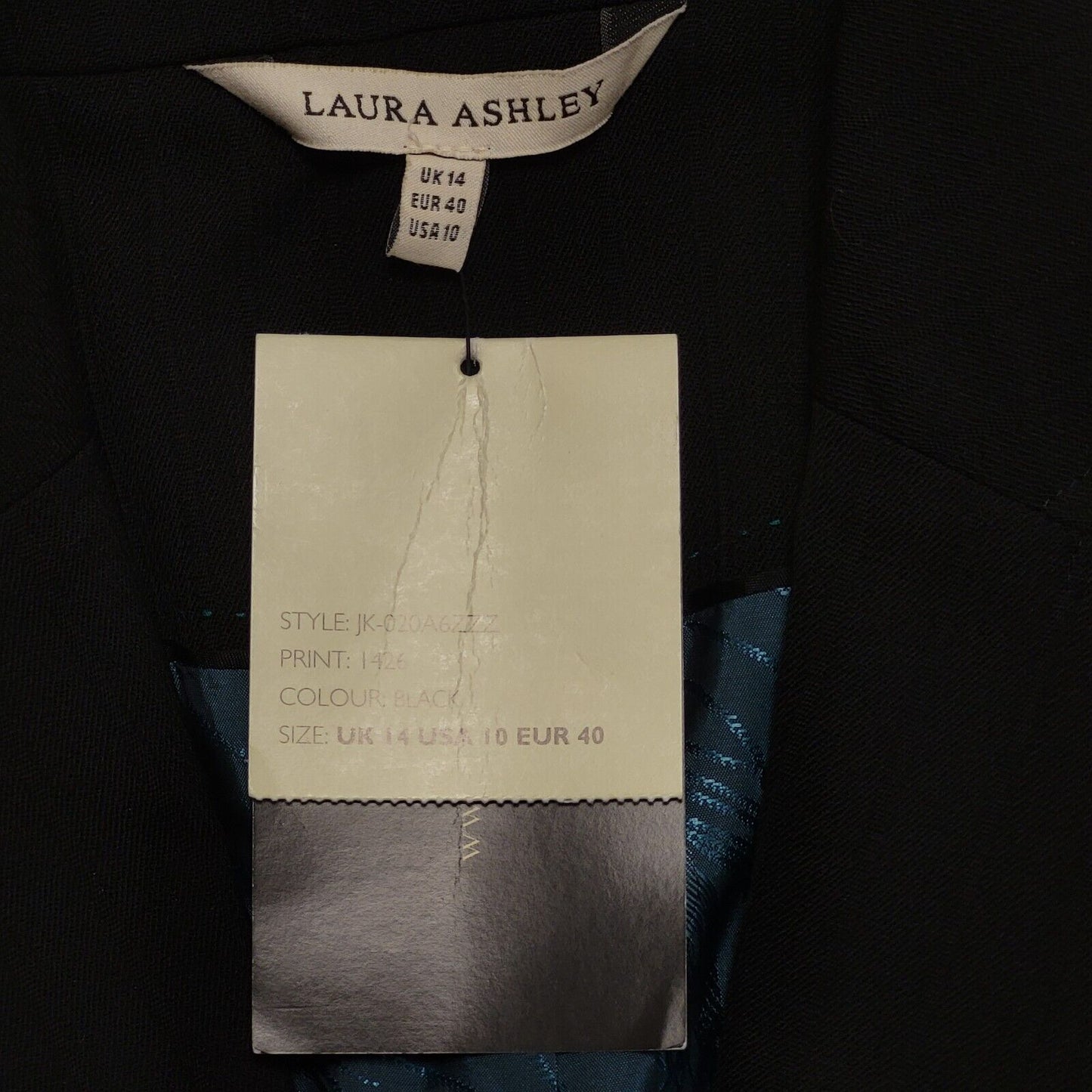 Laura Ashley Black Wool Suit Jacket Uk Women's Size 14 Bnwt BB368