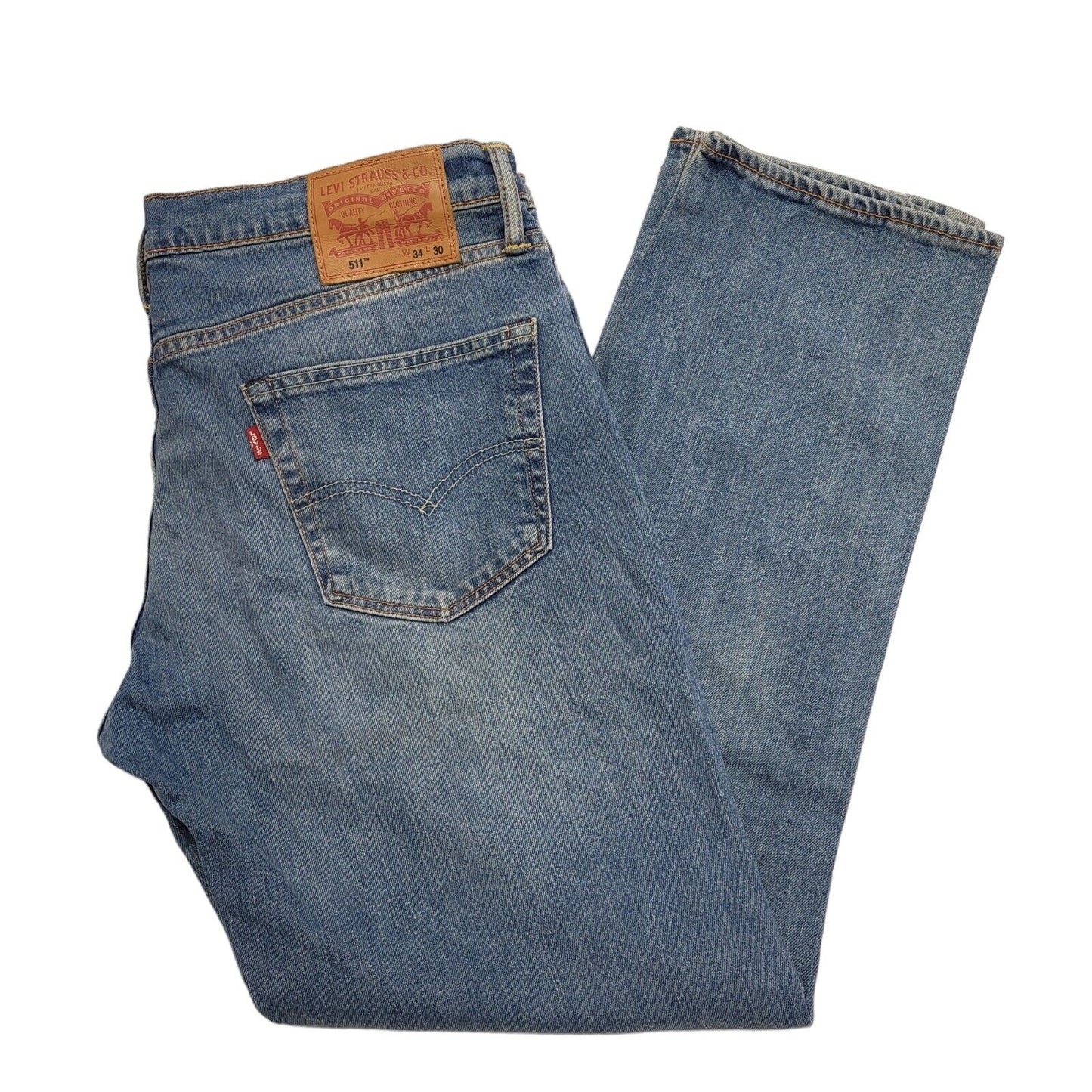 Levi's 511 Faded Blue Straight Wide Leg Rigid Denim Jeans Men's L W34 L30 H203