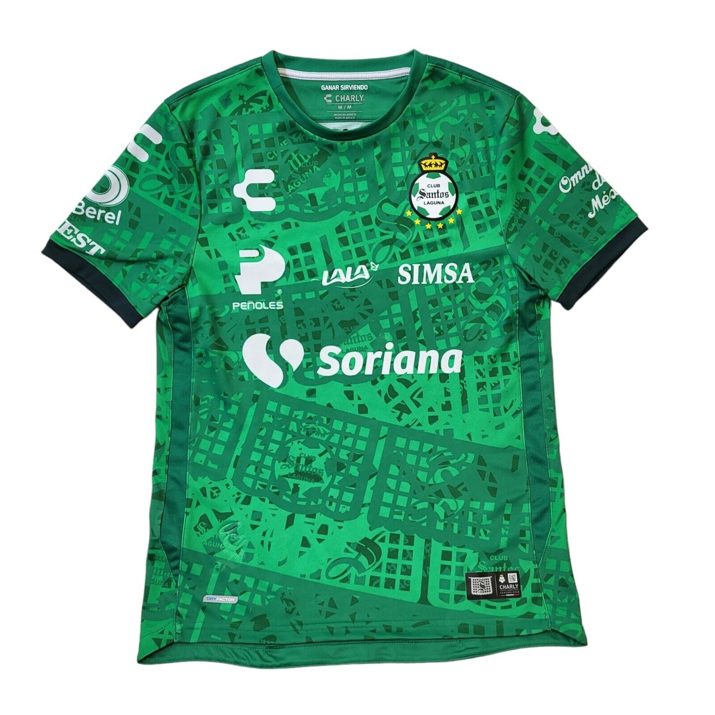 Charly Santos Laguna 2021 Football Shirt Green UK Men's M G554