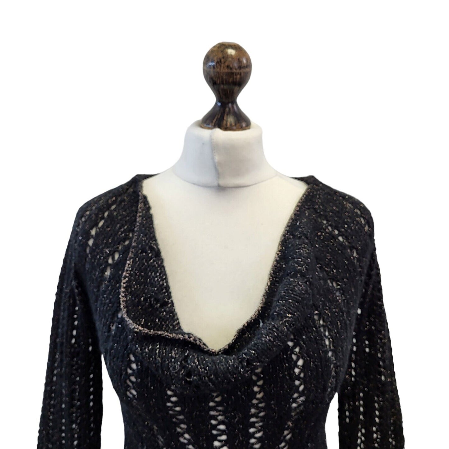 Armani Xchange Black Round Neck Wool Jumper Uk Women's S Eu 36 G236