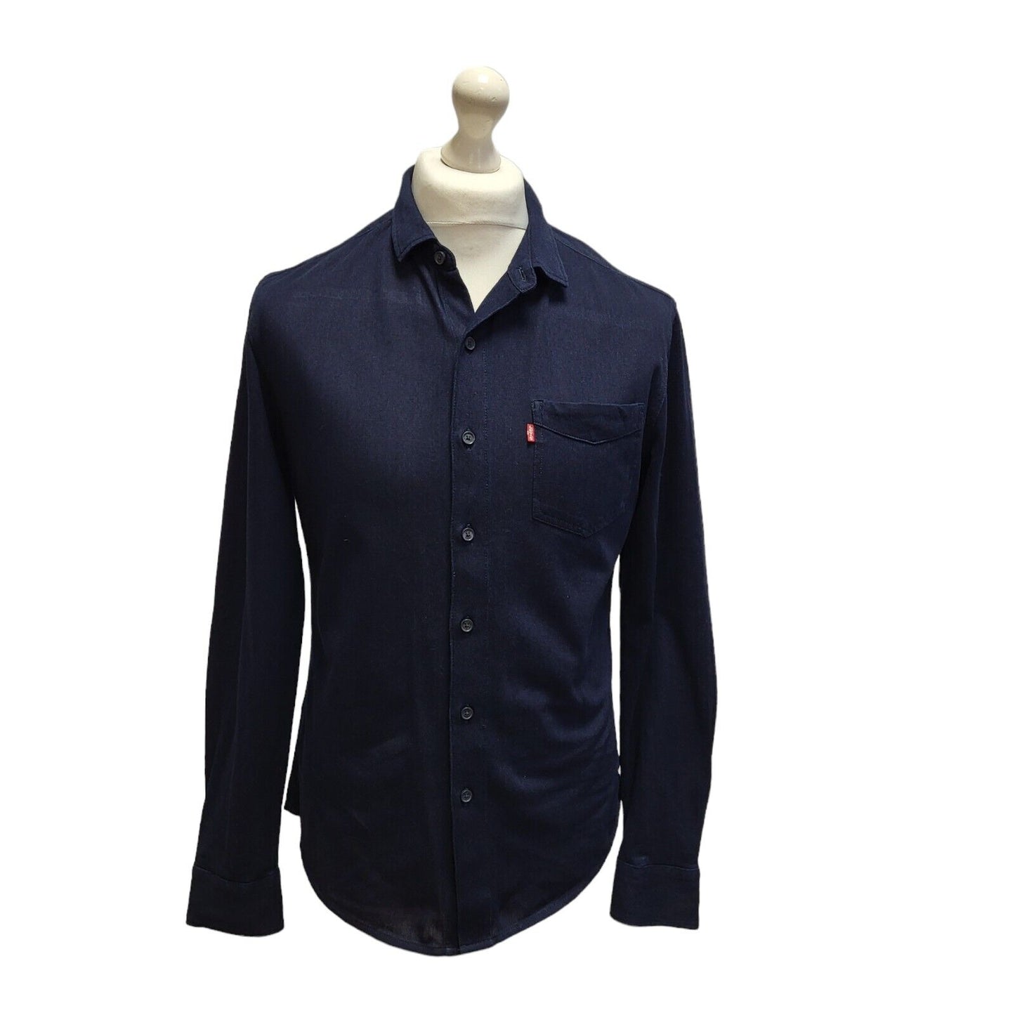 Levi's Navy Blue Slim Fit Long Sleeve Shirt Uk Men's Small BB389