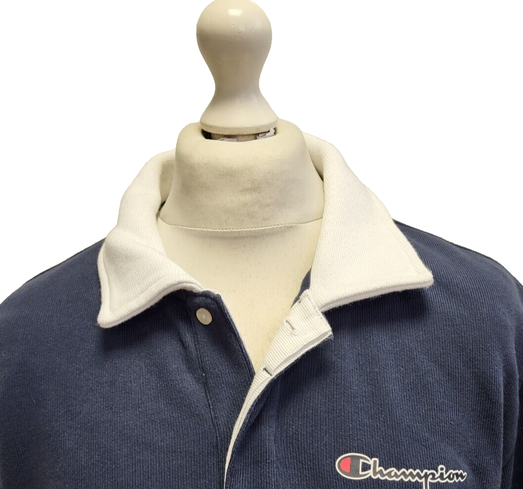 Champion Navy 1/4 Button Long Sleeve Sweatshirt Men's Uk XL Eu 56 G858