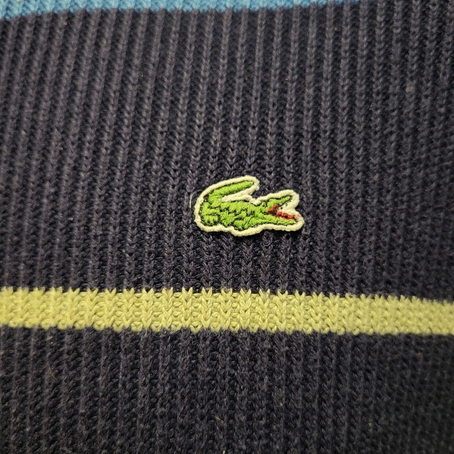 Vintage Lacoste Blue Striped Long Sleeve Jumper Men's uk Medium H682