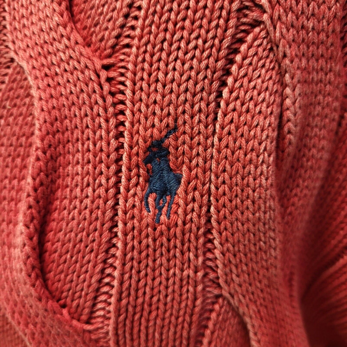 Polo Ralph Lauren Jumper Round Neck Cable Knit Pink Uk Women's Size XL G391
