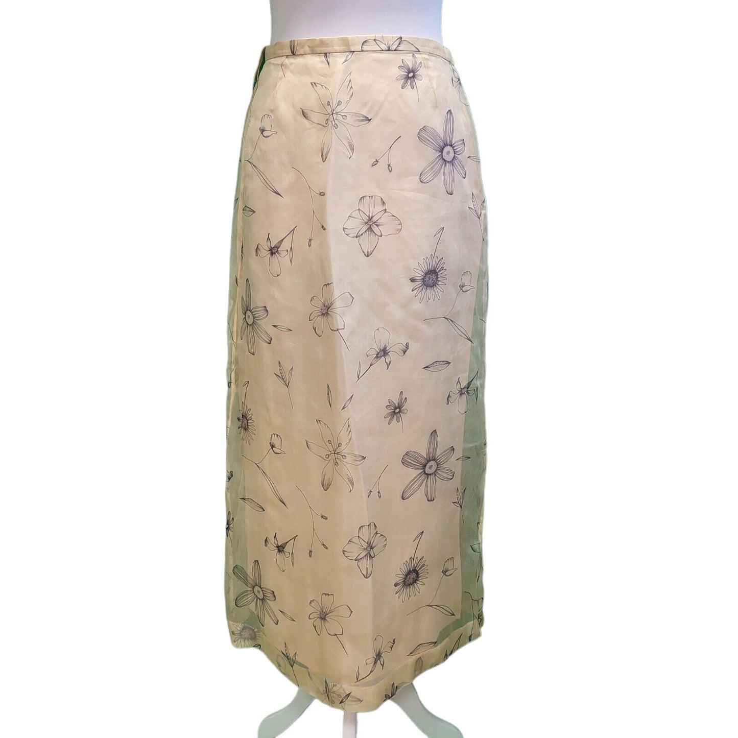 Episode Studio Beige Floral Silk Pencil Skirt Women's UK L 12 W26 G812