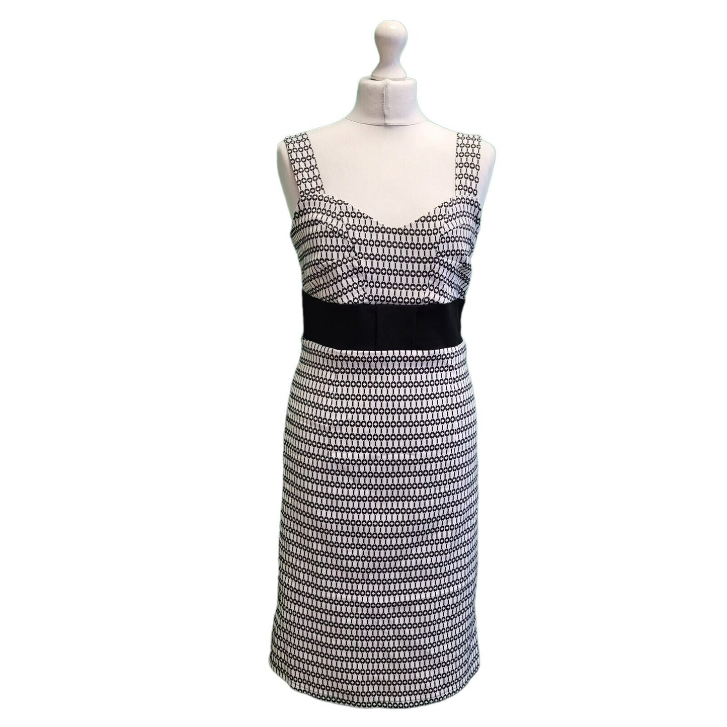 James Lakeland White Black Sleeveless Evening Dress Women's BNWT UK 12 G820