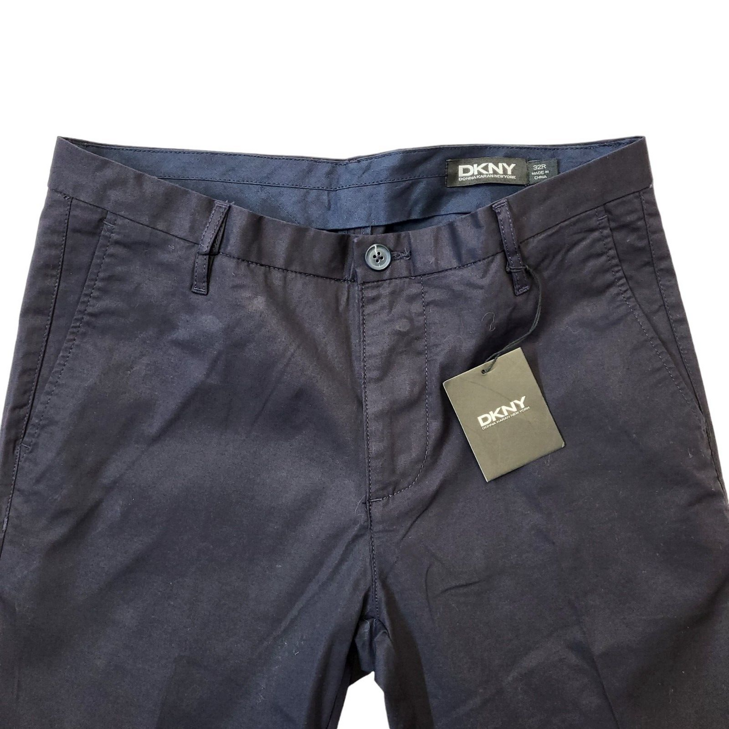 DKNY Dark Blue Straight Leg Trousers Uk Men's M W32 L33 Bnwt G199