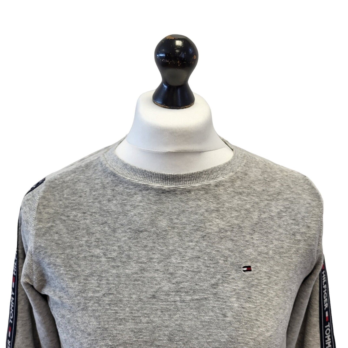 Tommy Hilfiger Y2K Sweatshirt Crew Neck Grey Mens UK XS EU 46 G139
