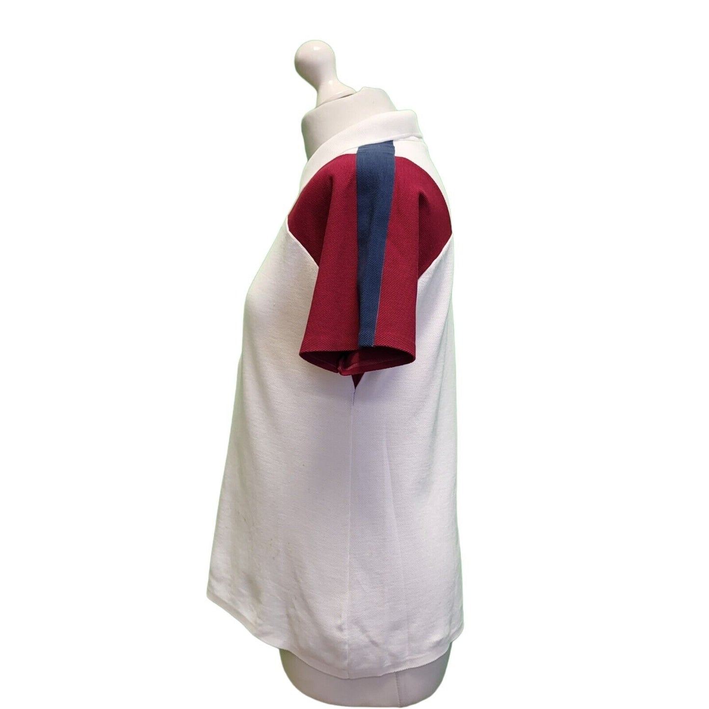 Lacoste White Maroon Short Sleeve Polo Shirt Women's UK L 12-14 H678