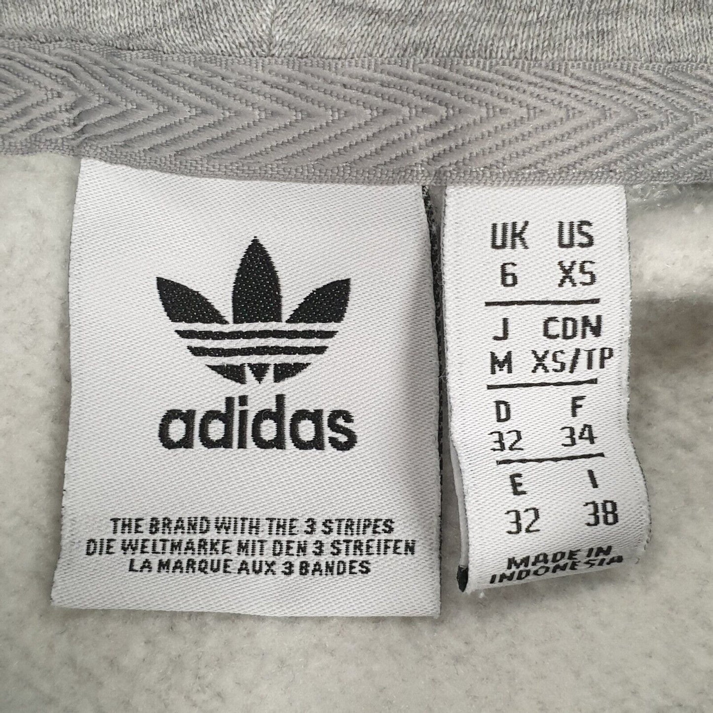 Adidas Grey Drawstring Sweatshirt Hoodie Women's UK XS 6 EU 34 H942