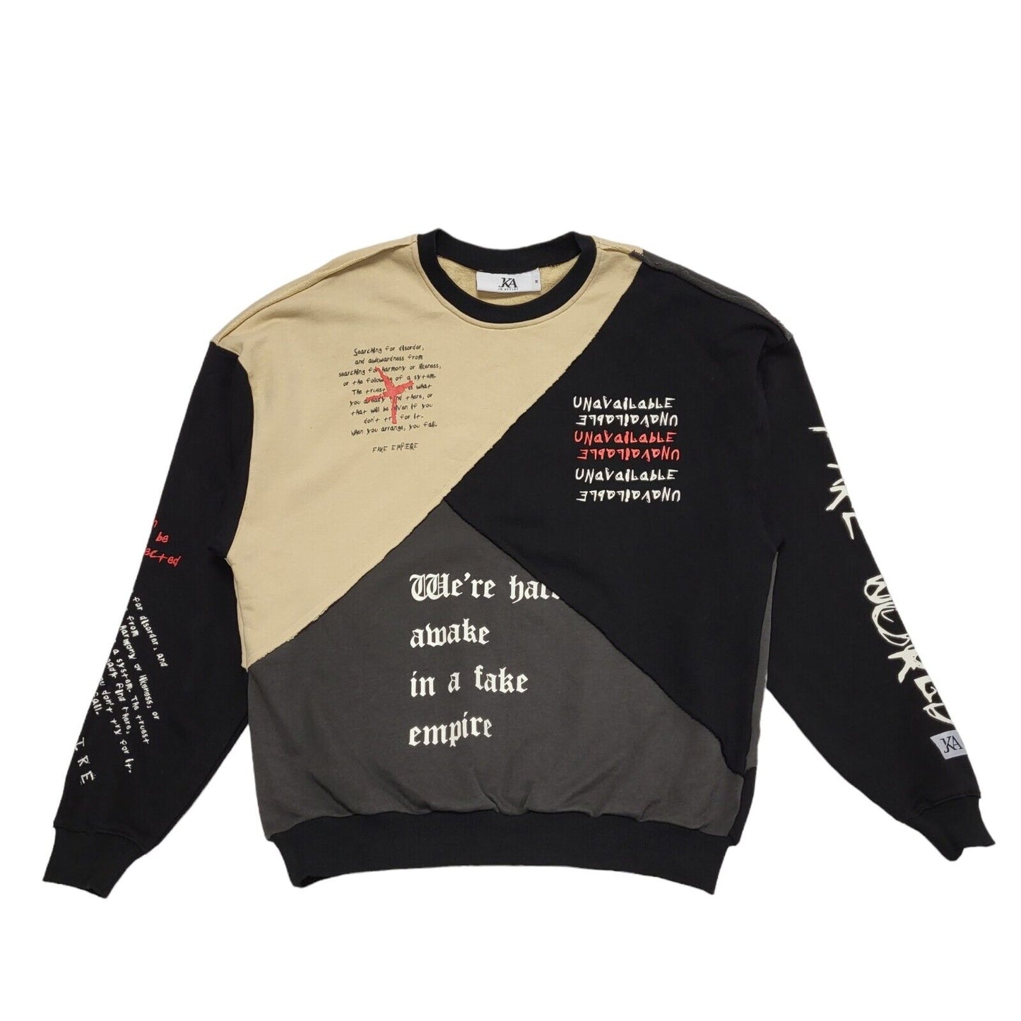 JK Attire Black Beige Crew Neck Casual Sweatshirt Uk Men's Medium BB287