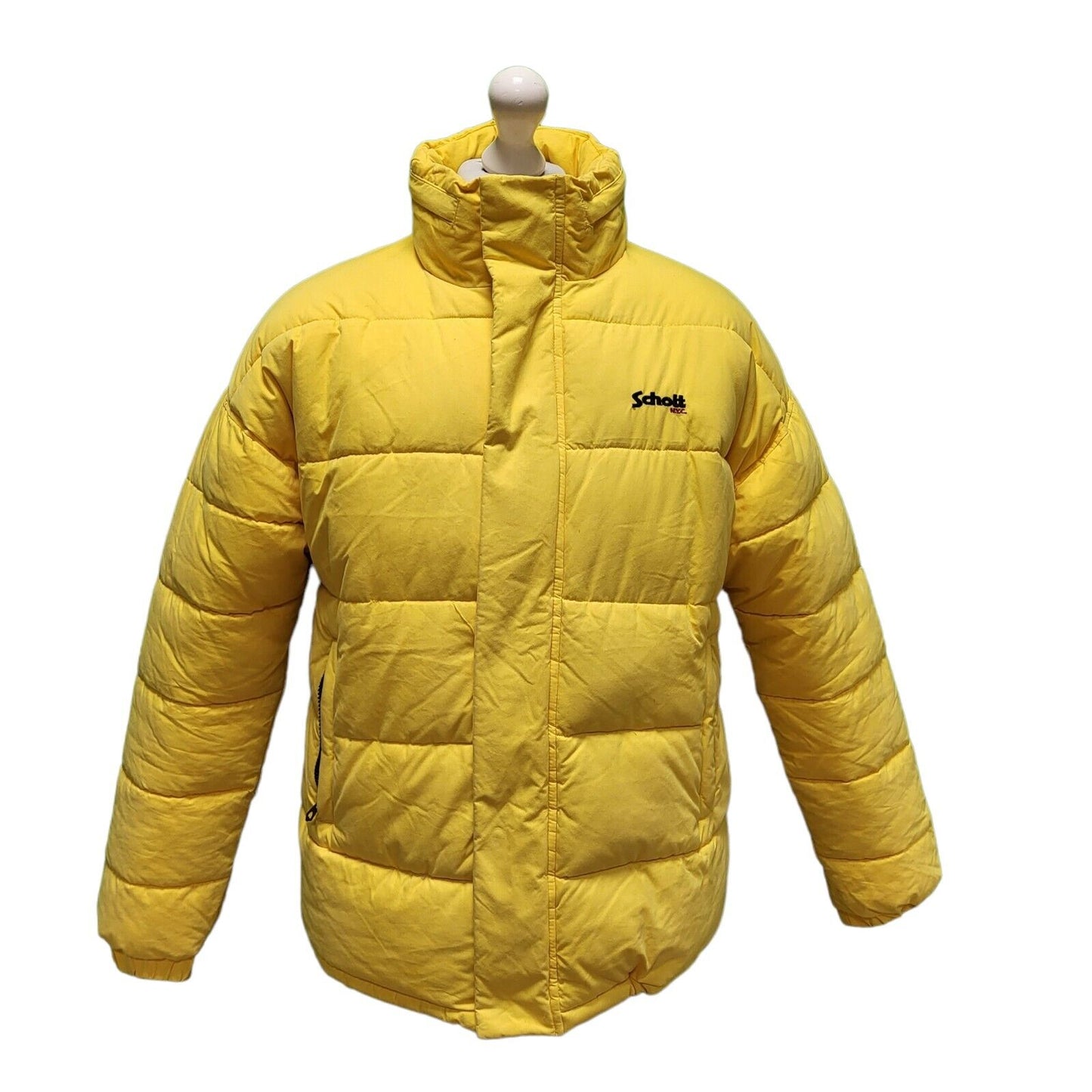 Schott Yellow Zipped Puffer Jacket UK Men's Medium H922