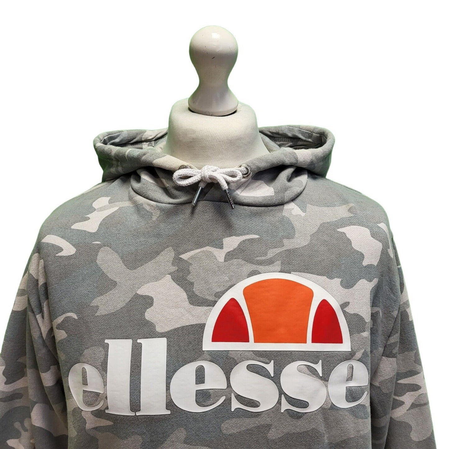 Ellesse Grey Camouflage Spell Out Casual Sweatshirt Hoodie Men's UK L EU 54 H595