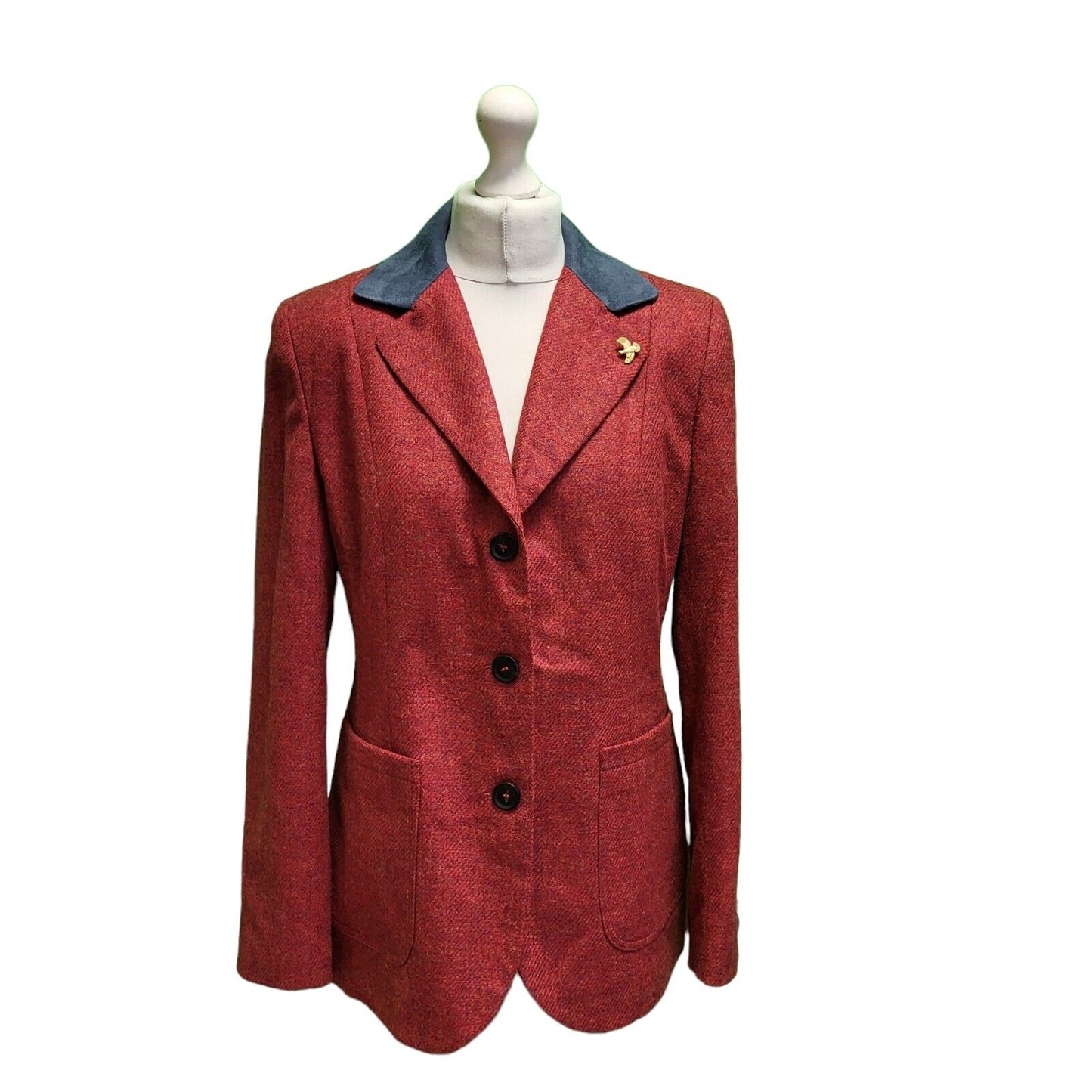 John Partridge Red Button Collared Suit Jacket Uk Women's xL 14 H720