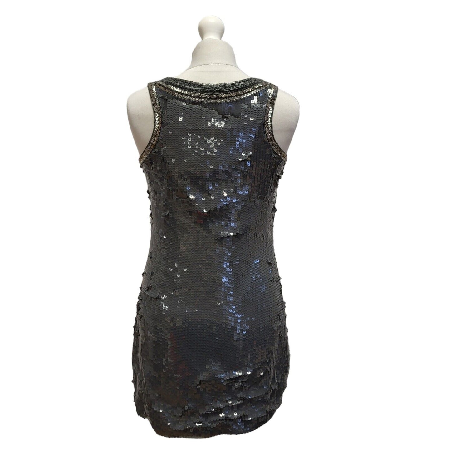 Superdry Silver Sequin Sleeveless Evening Formal Dress UK Women's Small BB333