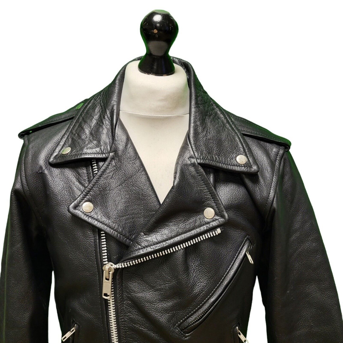 Warrior Soul Black Zipped Thick Leather Jacket Men's Uk S Eu 46 H386