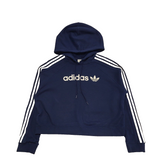 Adidas Navy Blue Drawstring Sweatshirt Hoodie Women's UK L 12 EU 40 H947