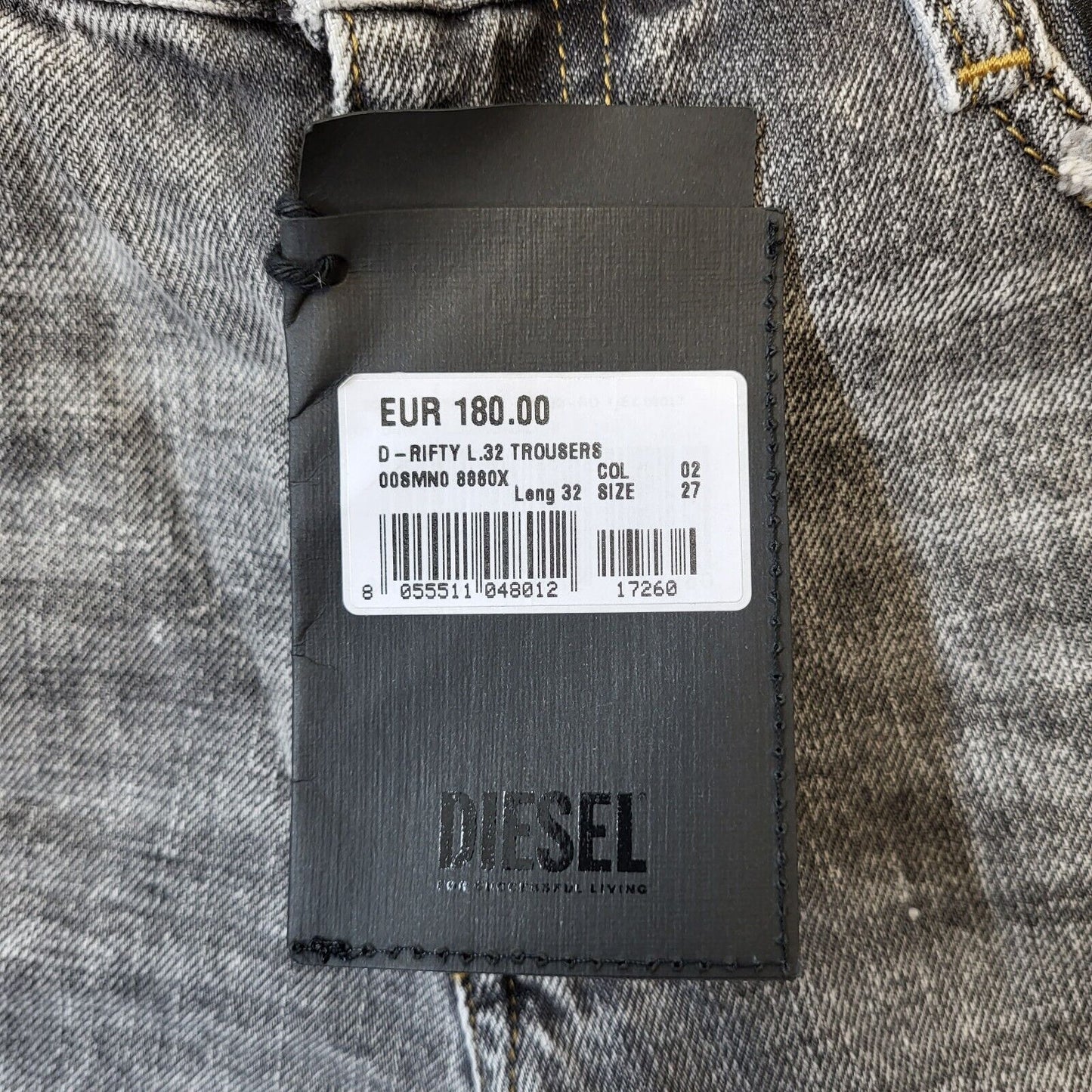 Diesel D-Rifty Grey Straight Denim Jeans UK Women's 8 W27 L32 Bnwt G428