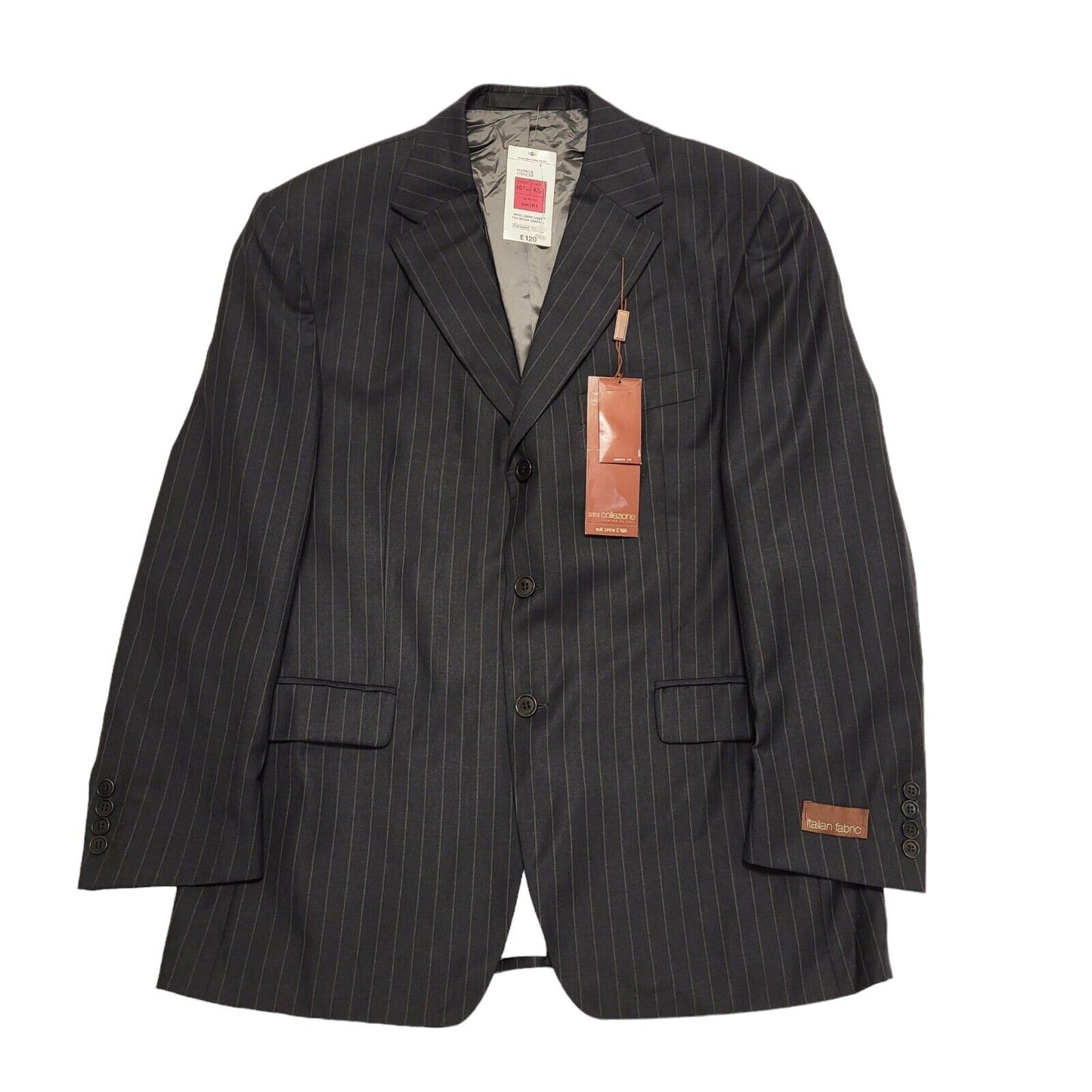 Marks & Spencer Charcoal Grey Striped Suit Blazer Jacket Men's L 42" Bnwt BB373