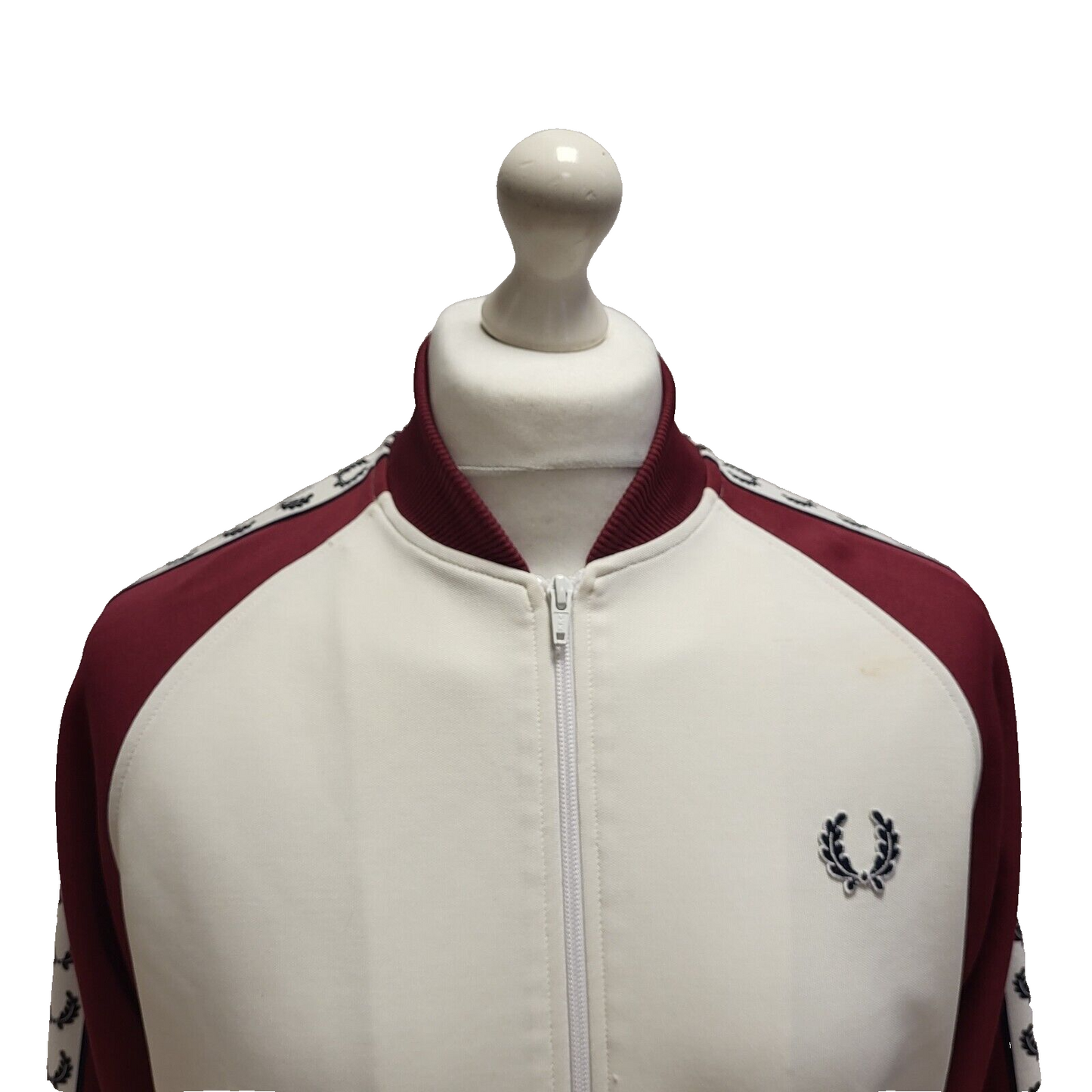 Fred Perry Red White Zip Sports Tracksuit Top Jacket Uk Men's M BB398
