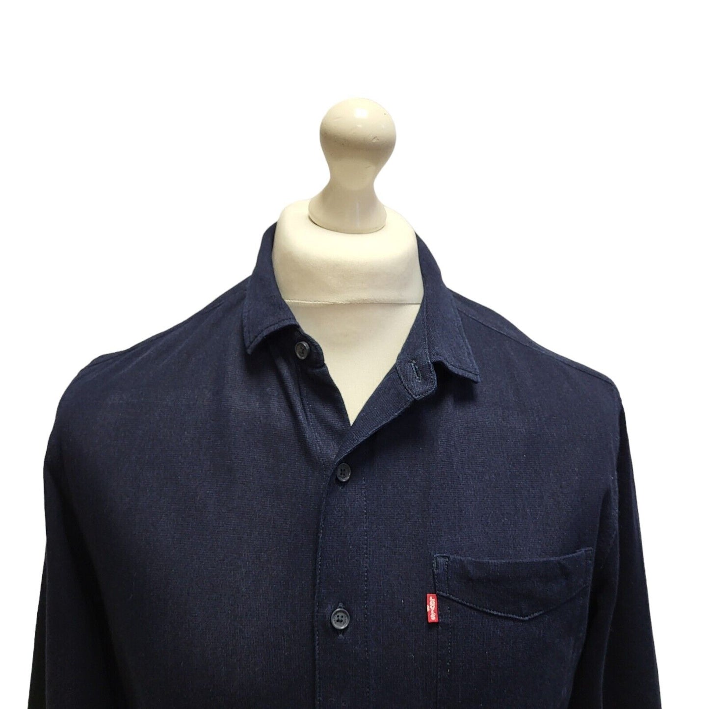 Levi's Navy Blue Slim Fit Long Sleeve Shirt Uk Men's Small BB389
