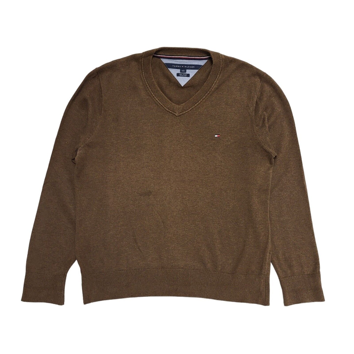 Tommy Hilfiger Brown Pima Cotton Thin Knit L/Sleeve Jumper uk Men's Medium H747