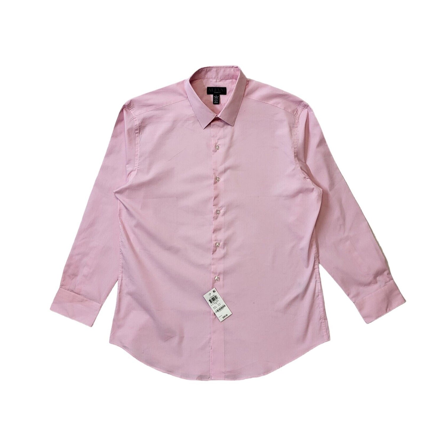 Alfani Pink Slim Fit Solid Long Sleeve Shirt Uk Men's L Eu 54 Bnwt G290