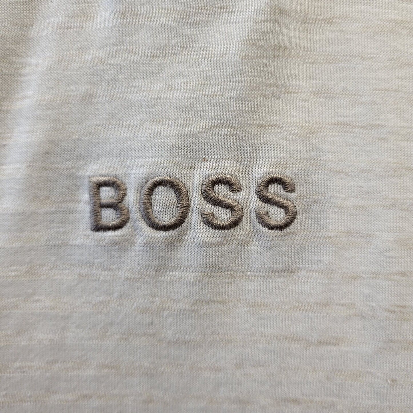 Hugo Boss Polo Top Cream Striped Short Sleeve Mens Size Uk Small G562