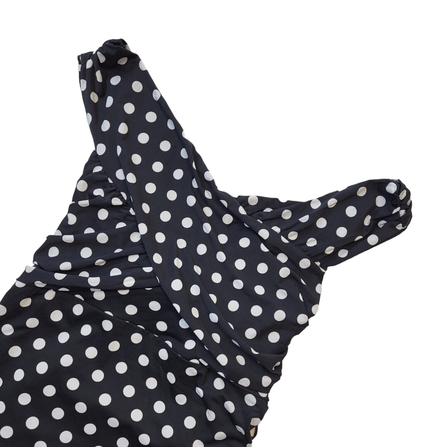 Guess Black White Polka Dot Off Shoulder Bodycon Dress Women's BNWT UK M G818