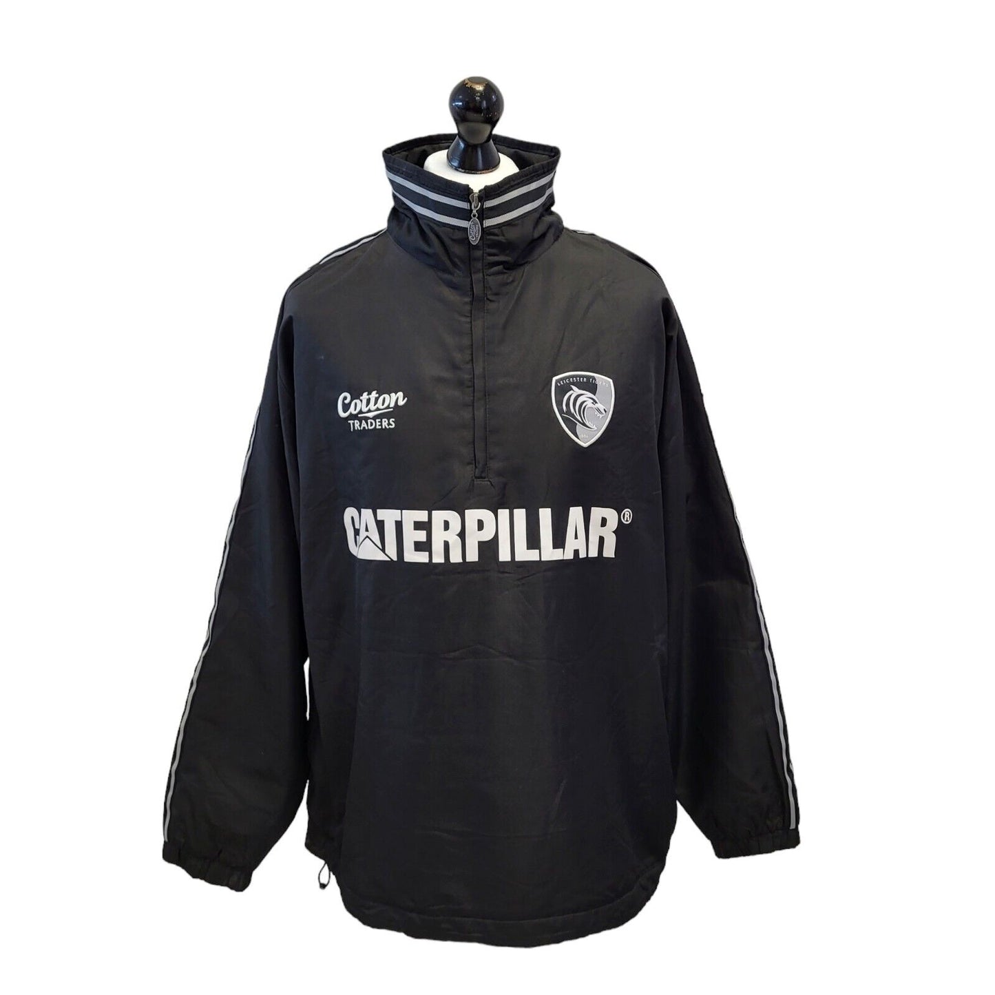 Leicester Tigers Black 1/4 Zip Activewear Top Uk Men's Large G622