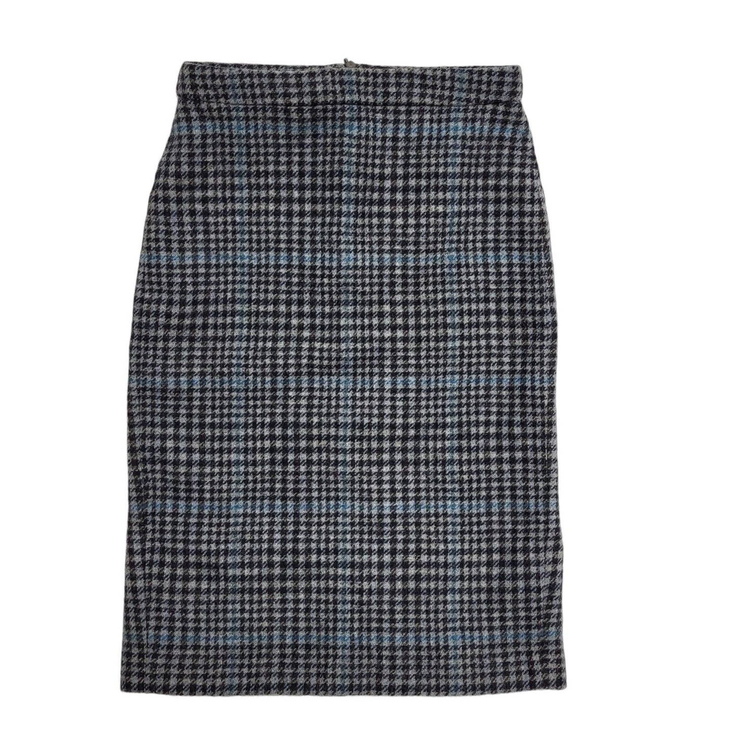 Pure Collection Blue Dogtooth Wool Pencil Skirt UK Women's S 8 W26 H748