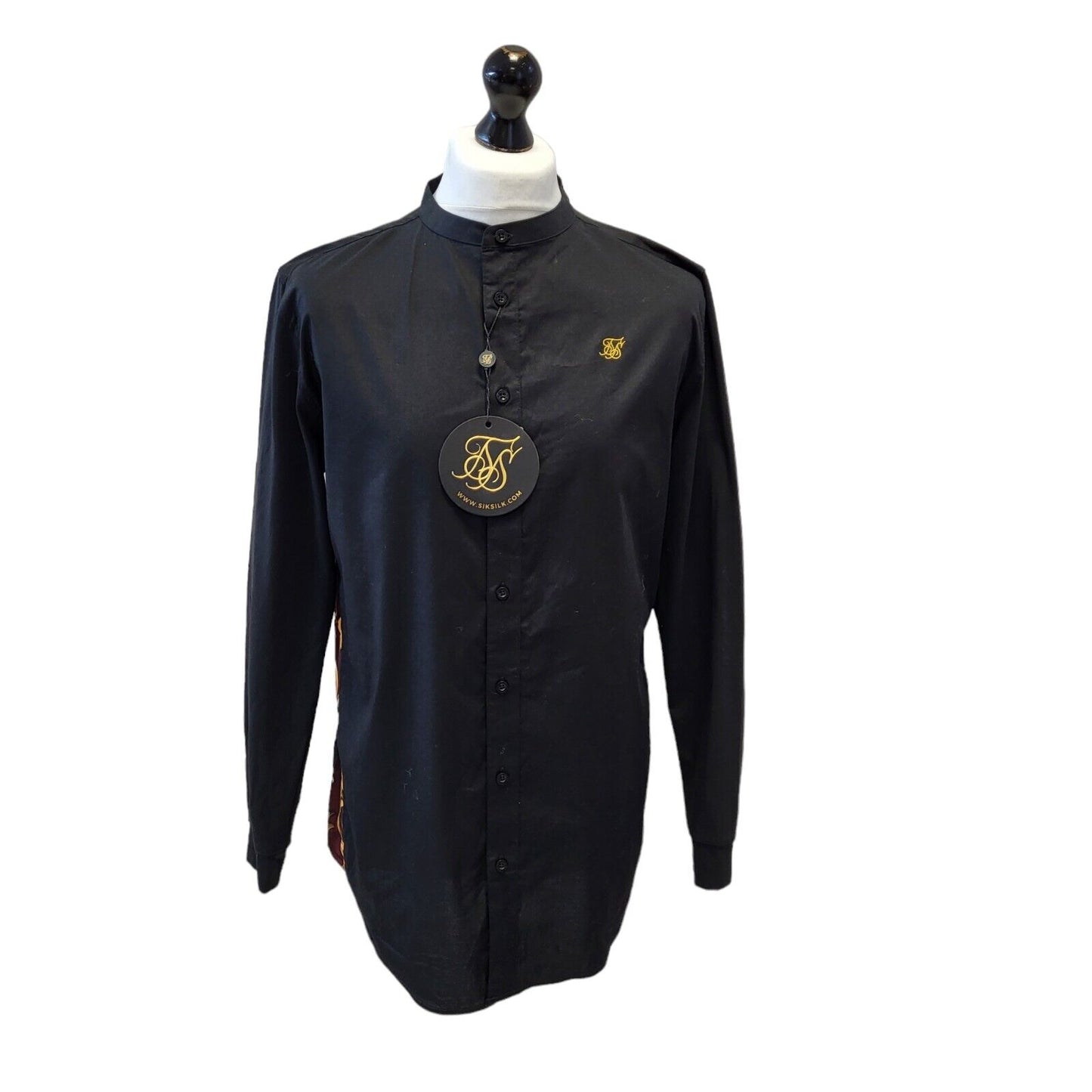 Siksilk Black Long Sleeve Extra Slim Shirt Uk Men's Extra Large G579