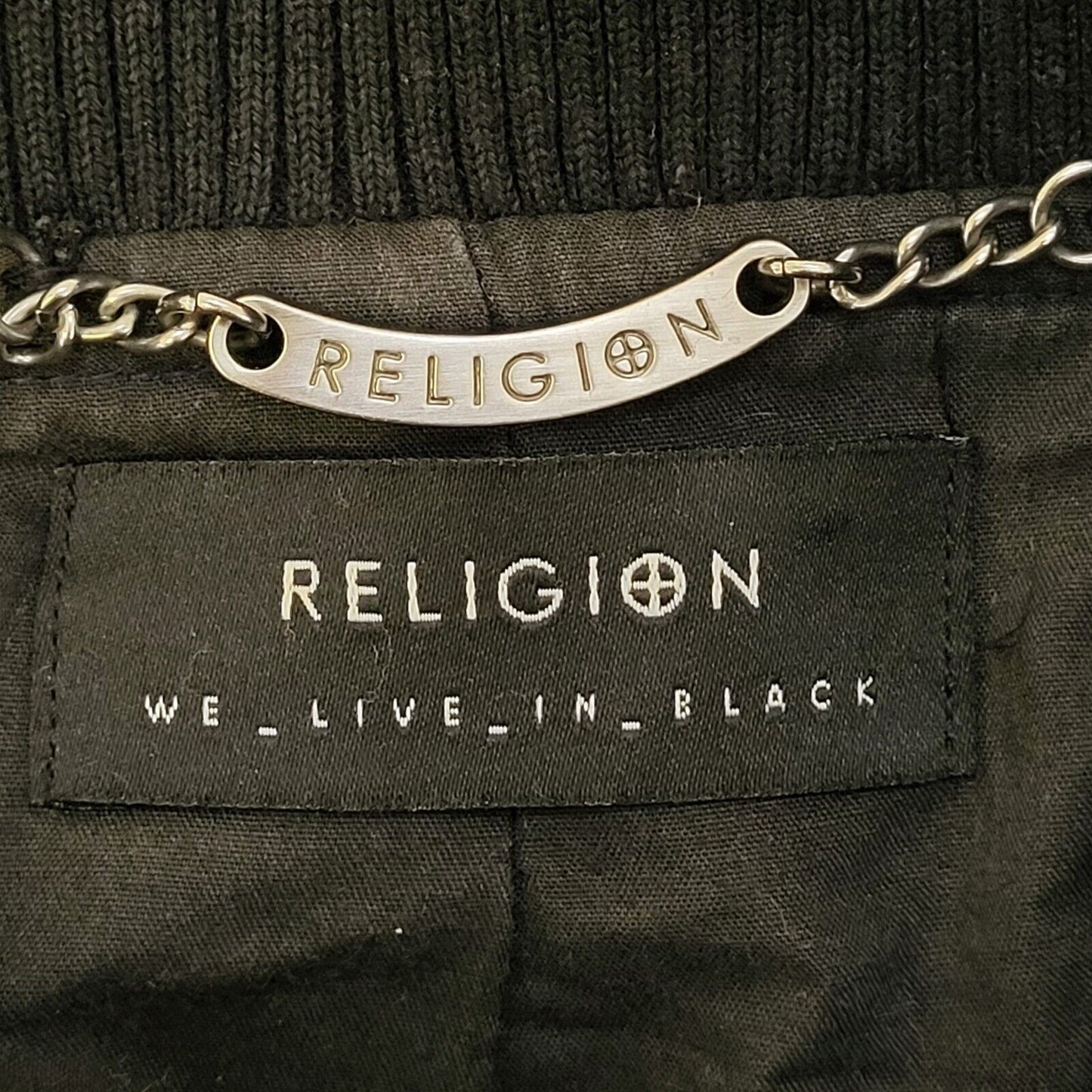Religion Navy Blue Zipped Wool Jacket Uk Men's Medium G650