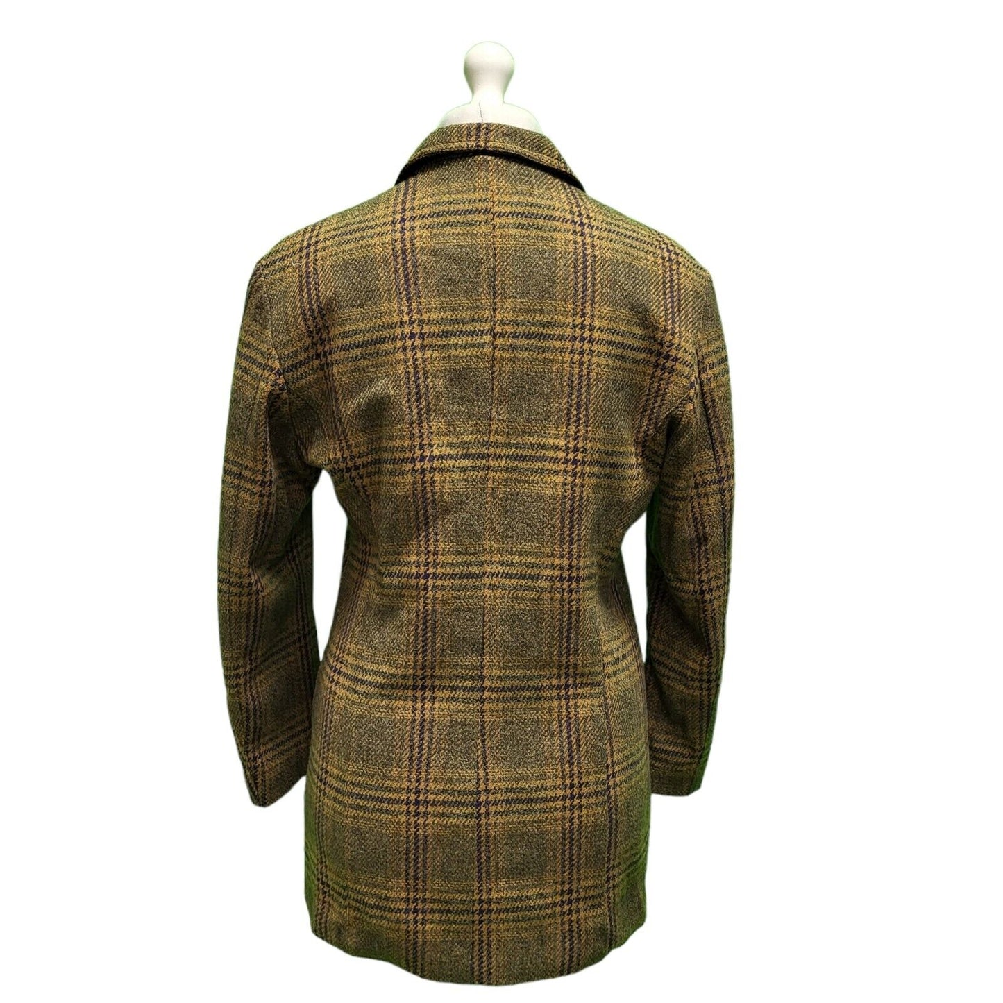 Vintage Brown Check Button Collared Jacket Women's UK S 8 EU 36 H79