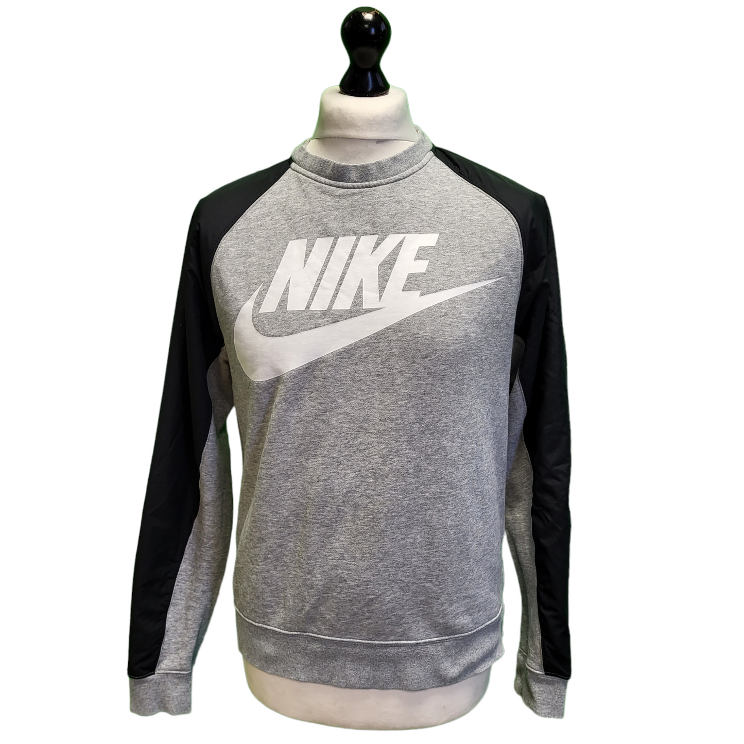 Nike Grey Black Long Sleeve Casual Sports Sweatshirt Men's UK XS EU 44 H968