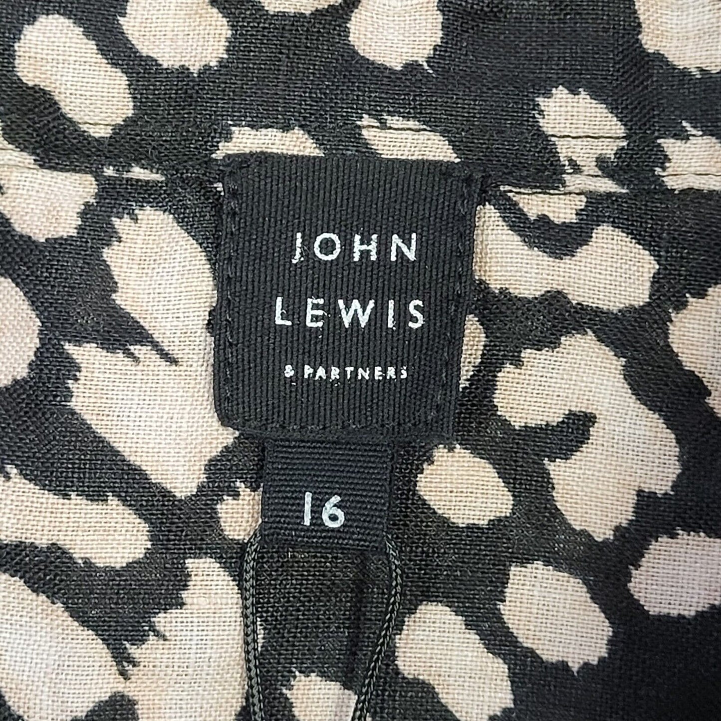 John Lewis Black Pink Abstract Linen Safari Blouse Top UK Women's 16 Bnwt BB358