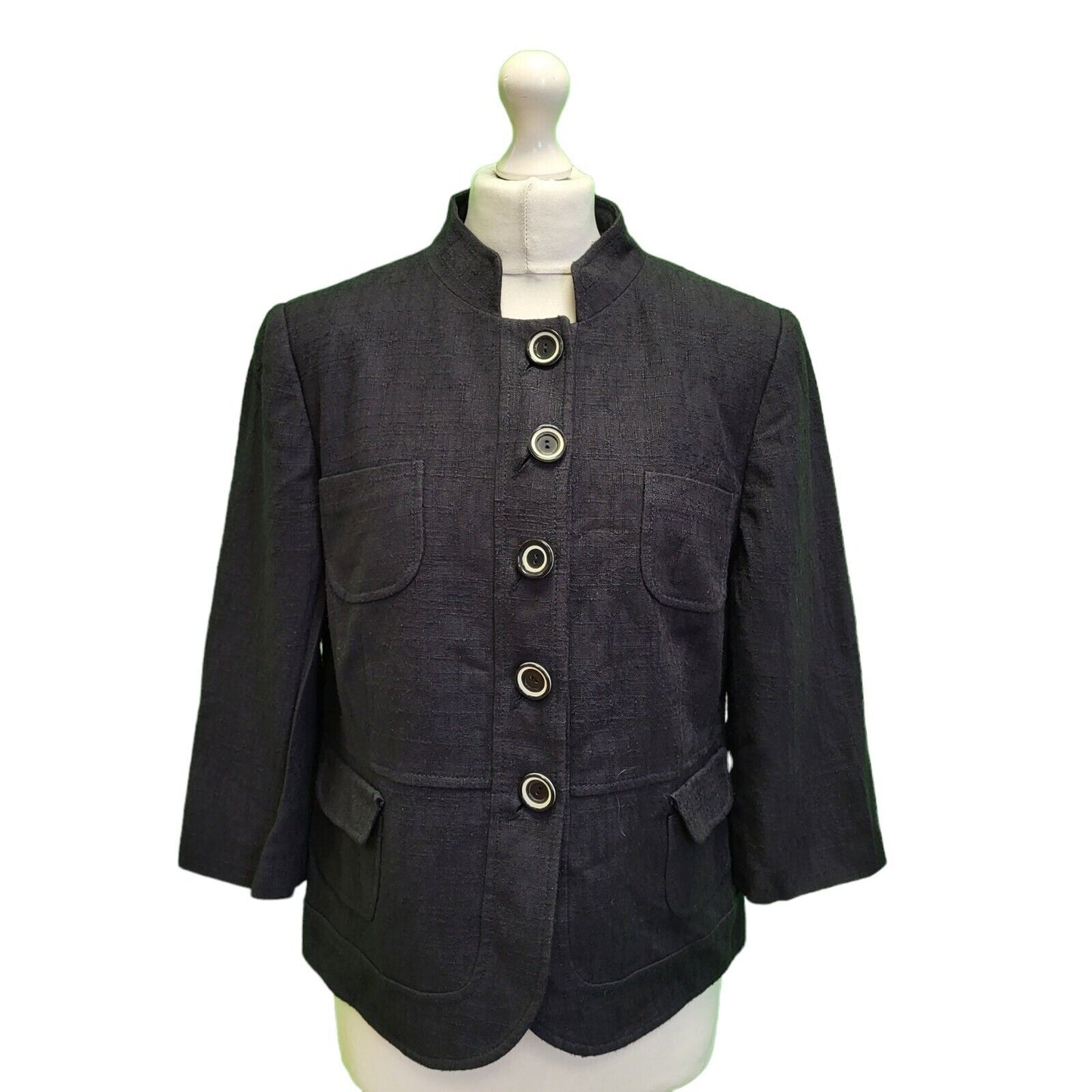 Principles Petite Black Button Long Sleeve Jacket UK Women's 16 H691